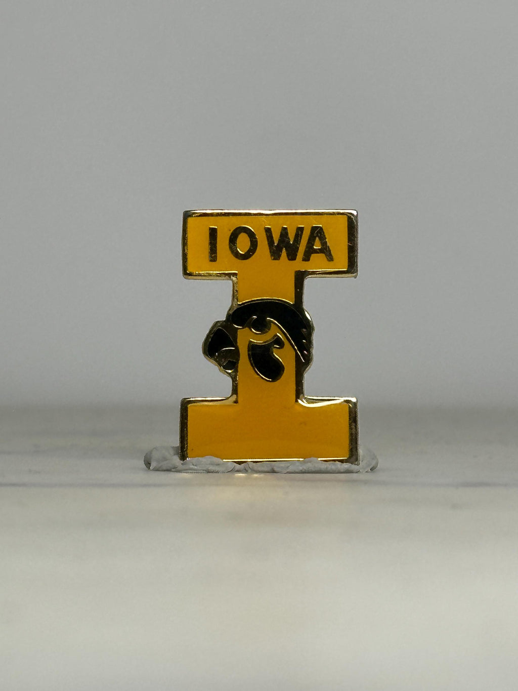 Iowa Mascot Enamel Pin: Yellow Gold Finish - Vintage College Accessory