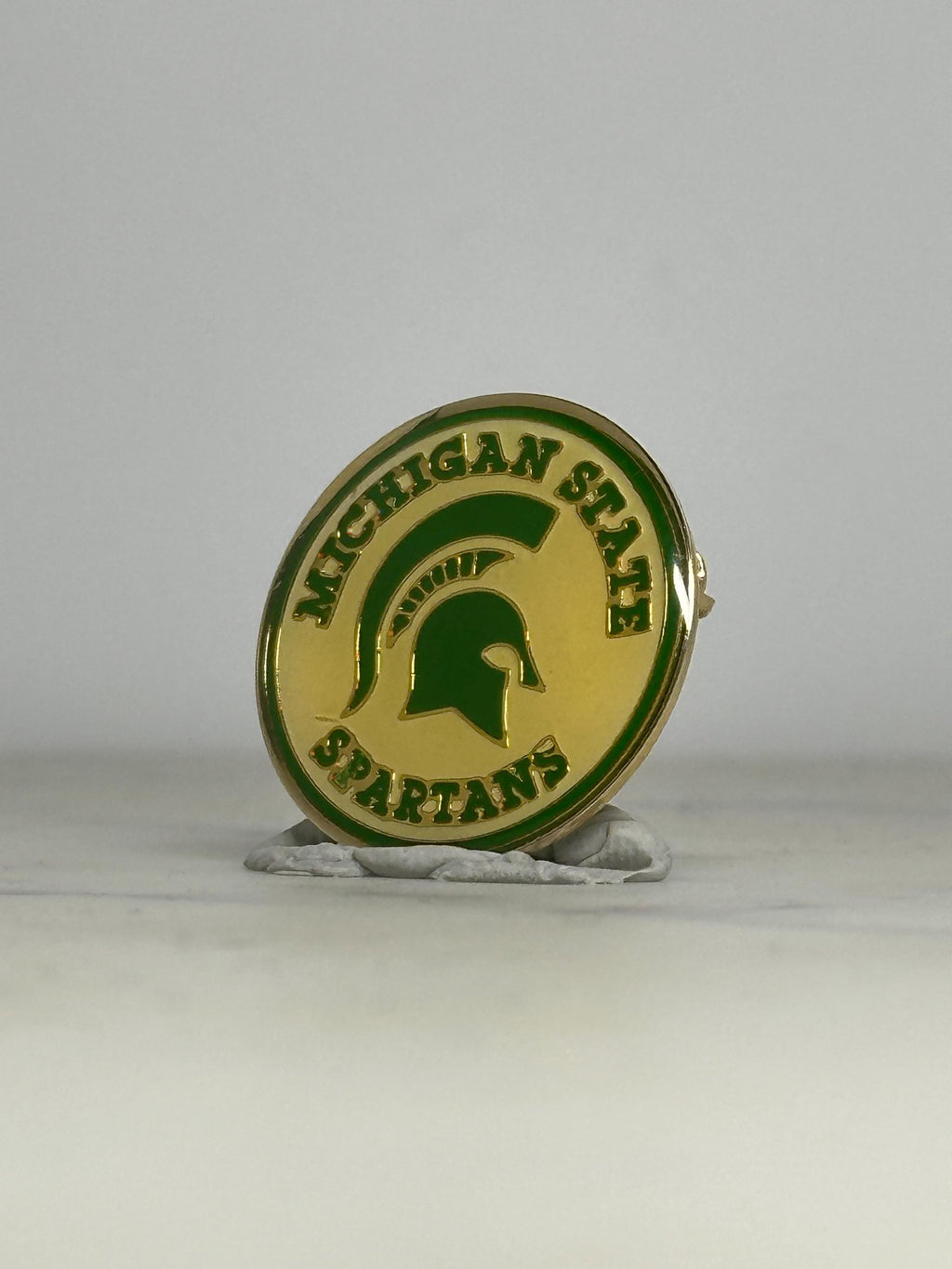 Michigan State Spartans Enamel Pin: Green & Gold Round - Vintage College Accessory