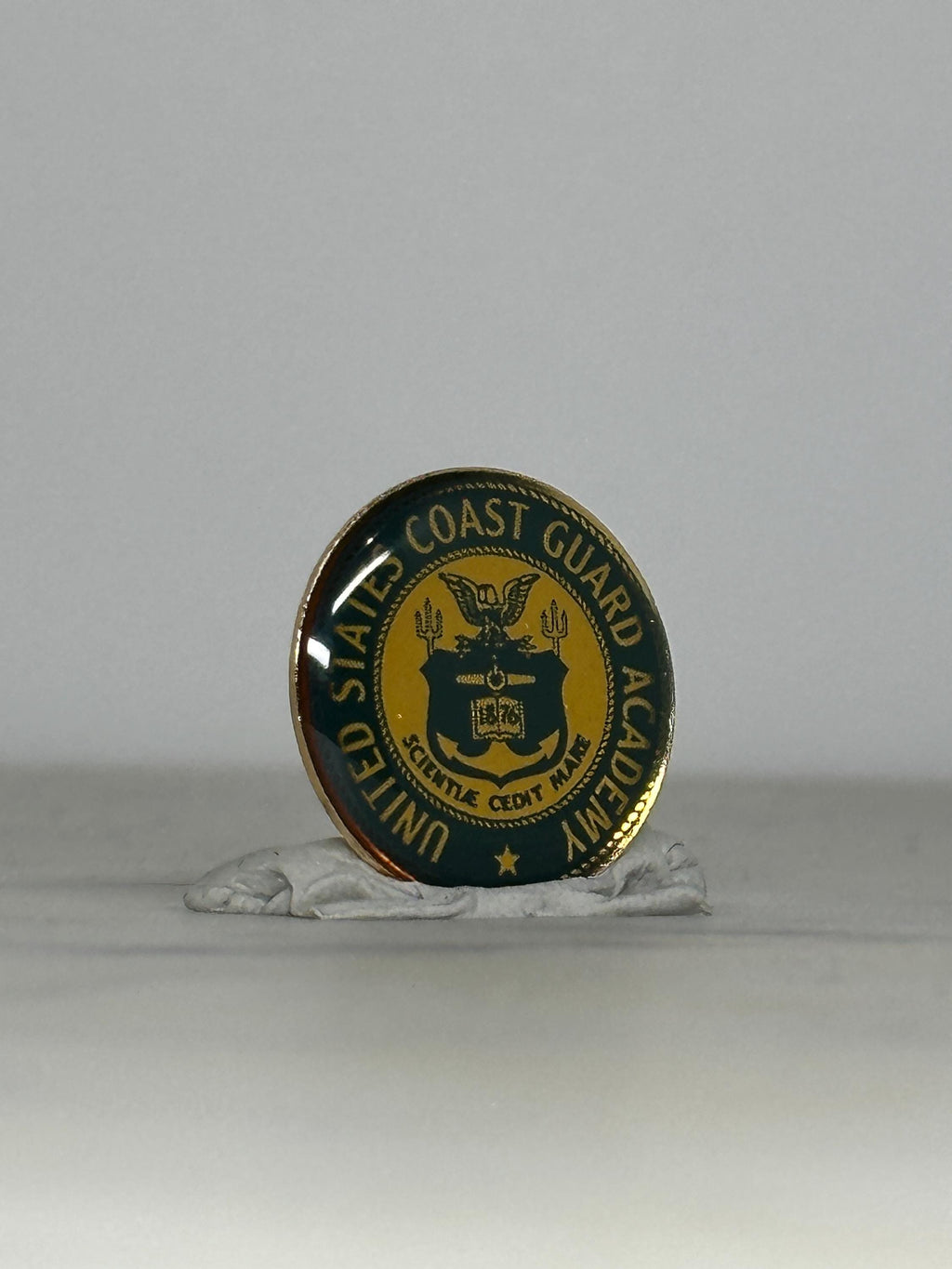US Coast Guard Academy Pin: Gold & Navy Enamel - Military Service Accessory