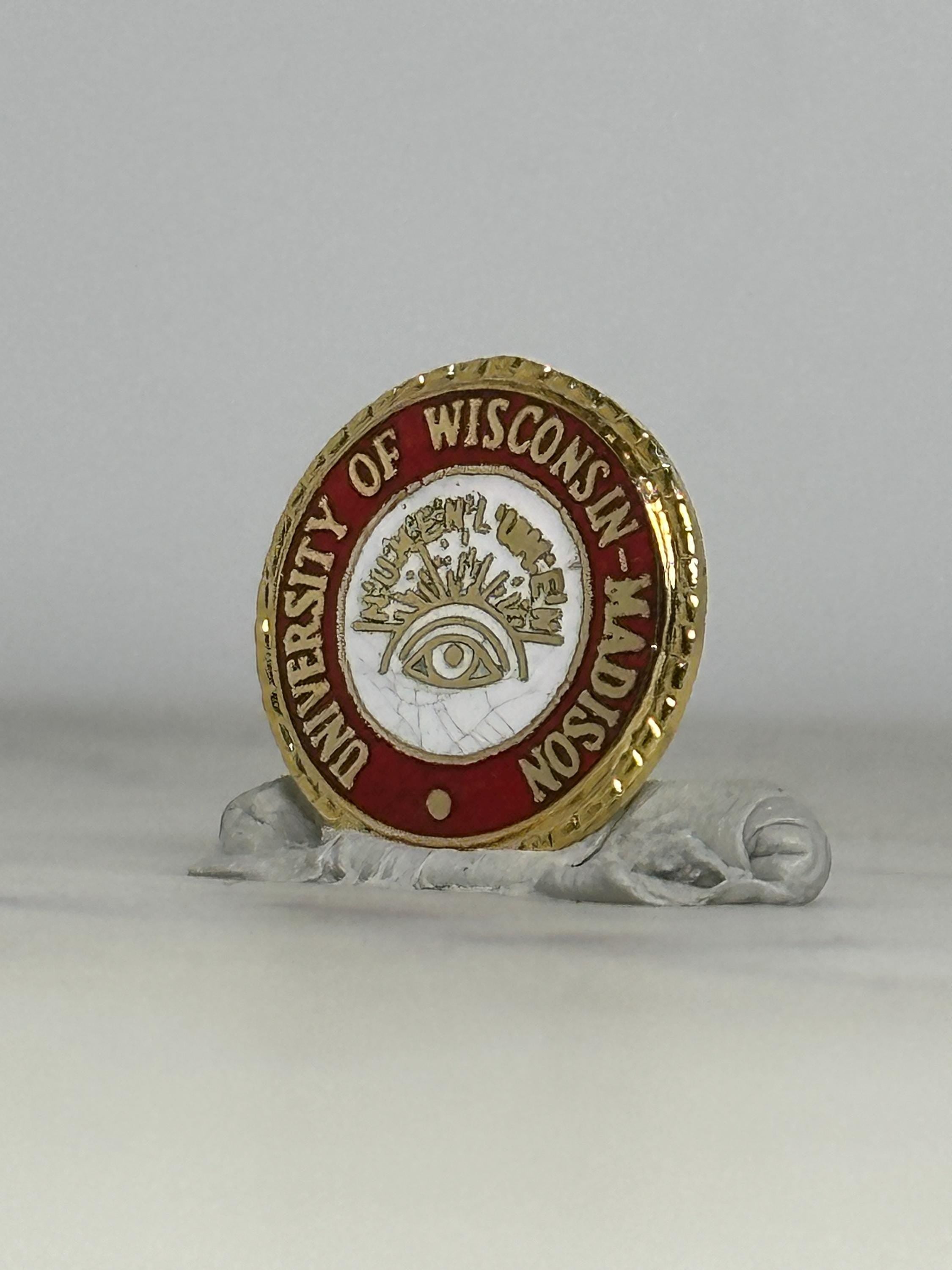 University of Wisconsin Enamel Pin: Red Gold Seal - Vintage College Accessory