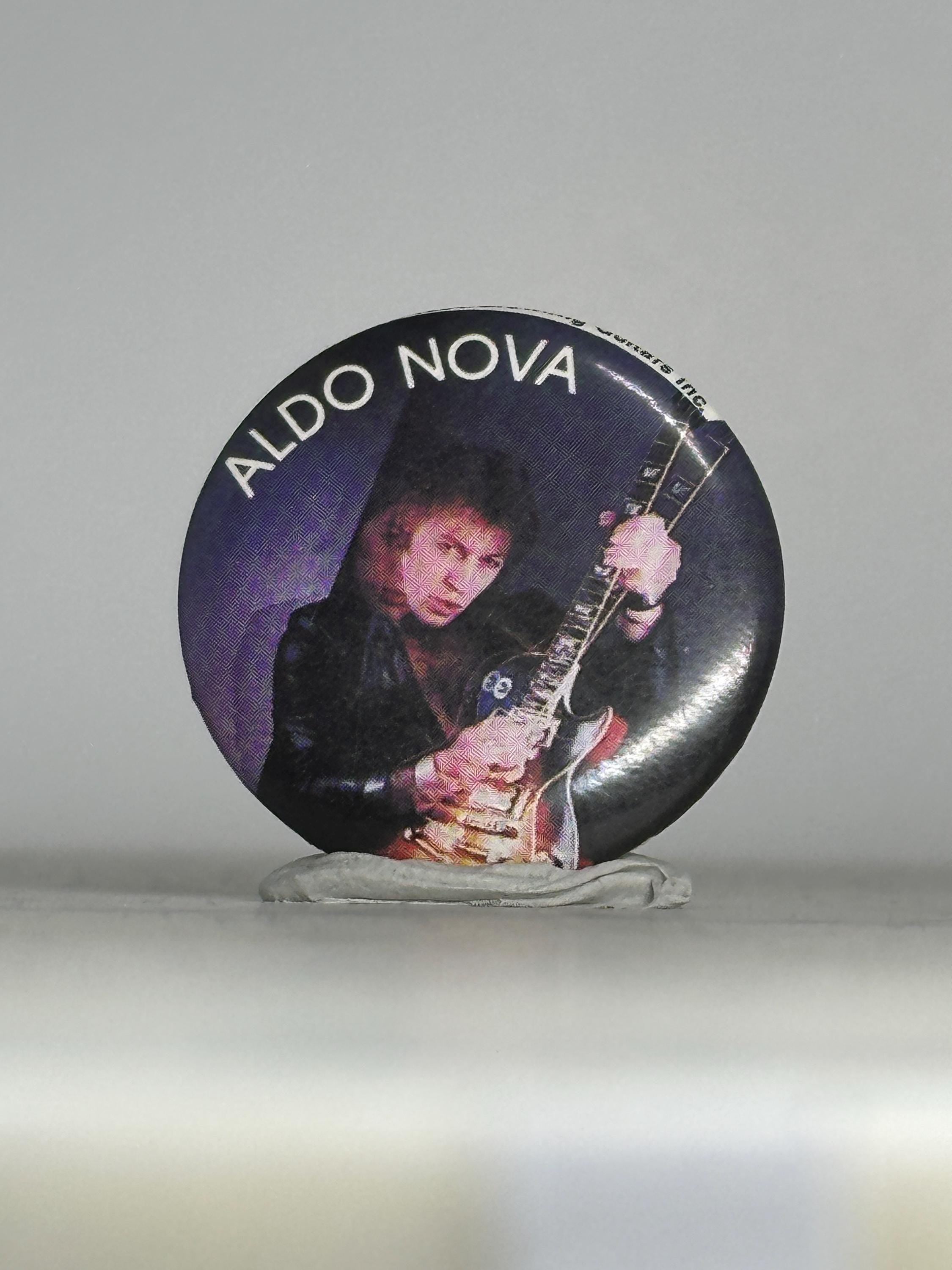 Aldo Nova Band Pin: Glossy Photo Button - 1980s Rock Accessory