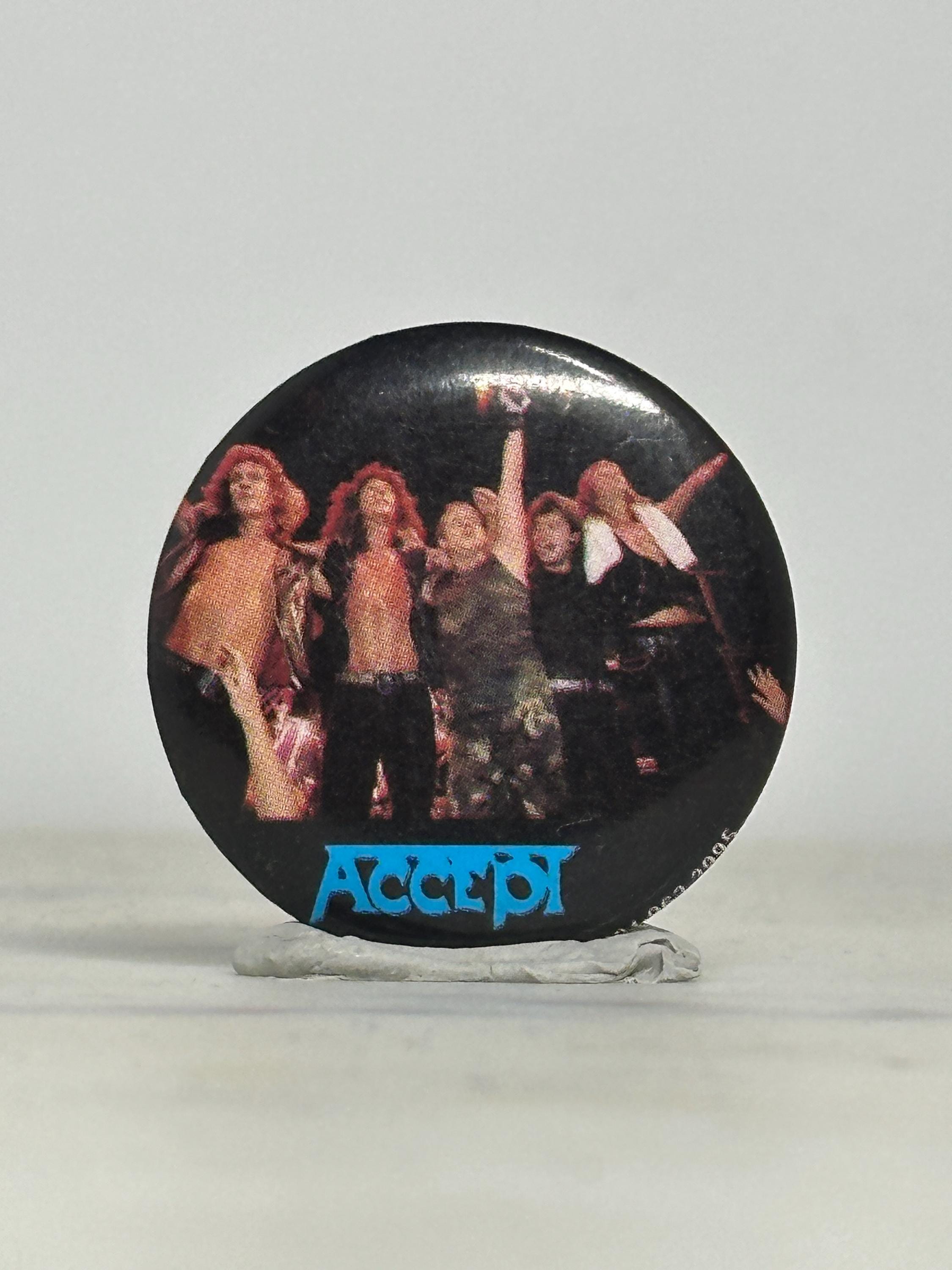 Accept Band Button Pin: Glossy Black Finish - 2005 Rock Memorabilia