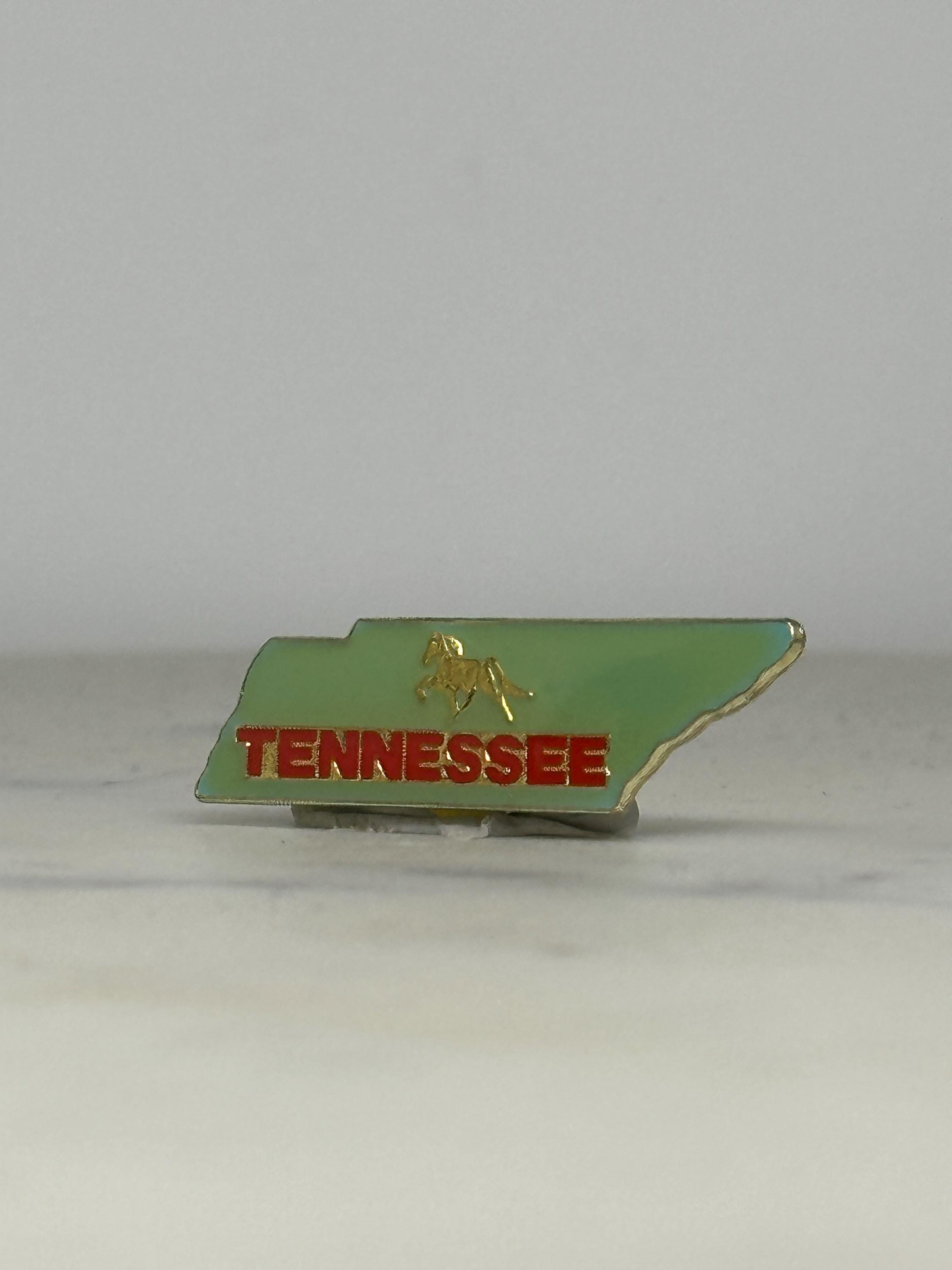 Tennessee State Enamel Pin: Green Red Gold Finish - Vintage Travel Accessory