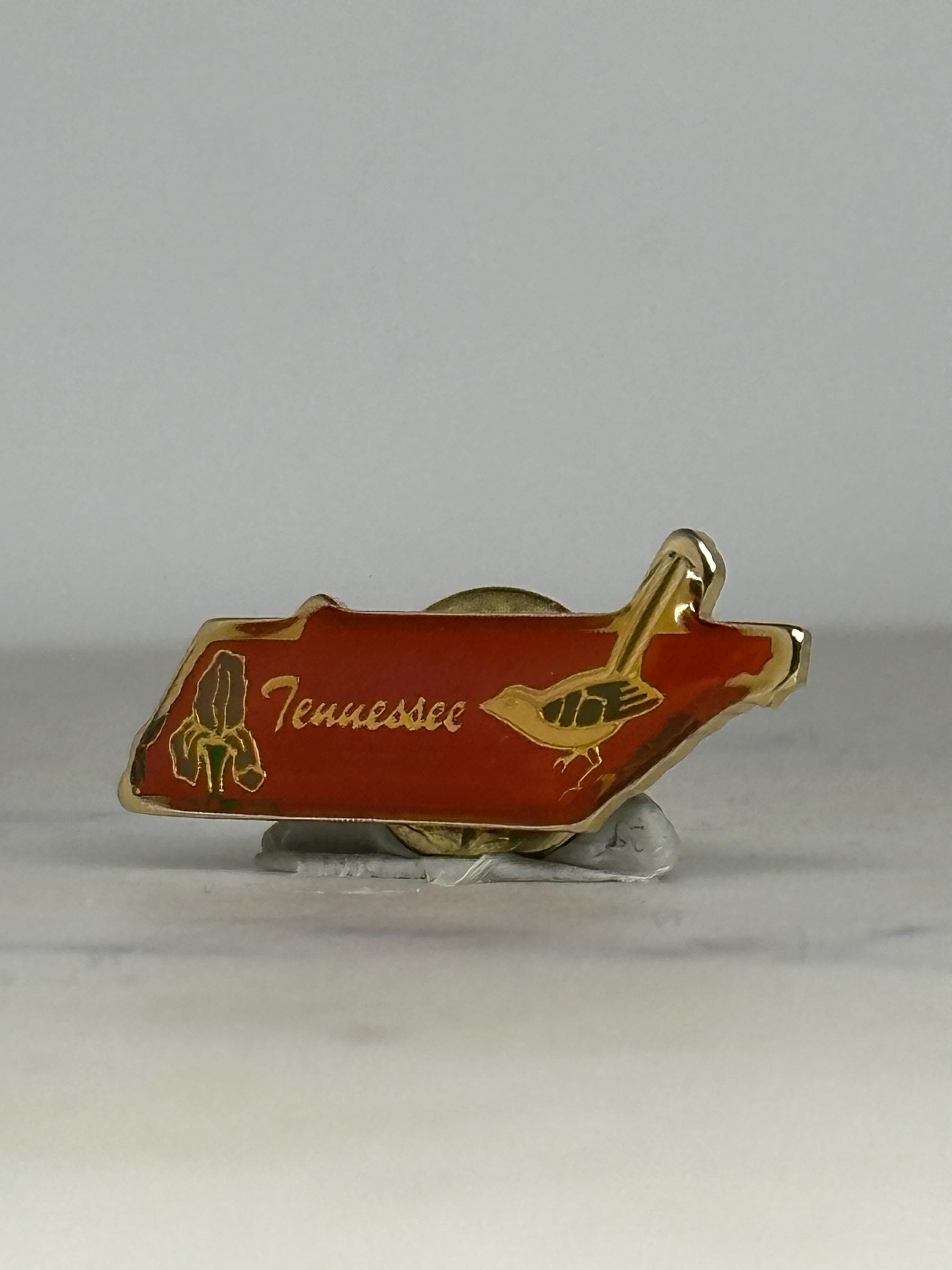 Tennessee State Souvenir Pin: Red Gold Enamel - Vintage Travel Accessory
