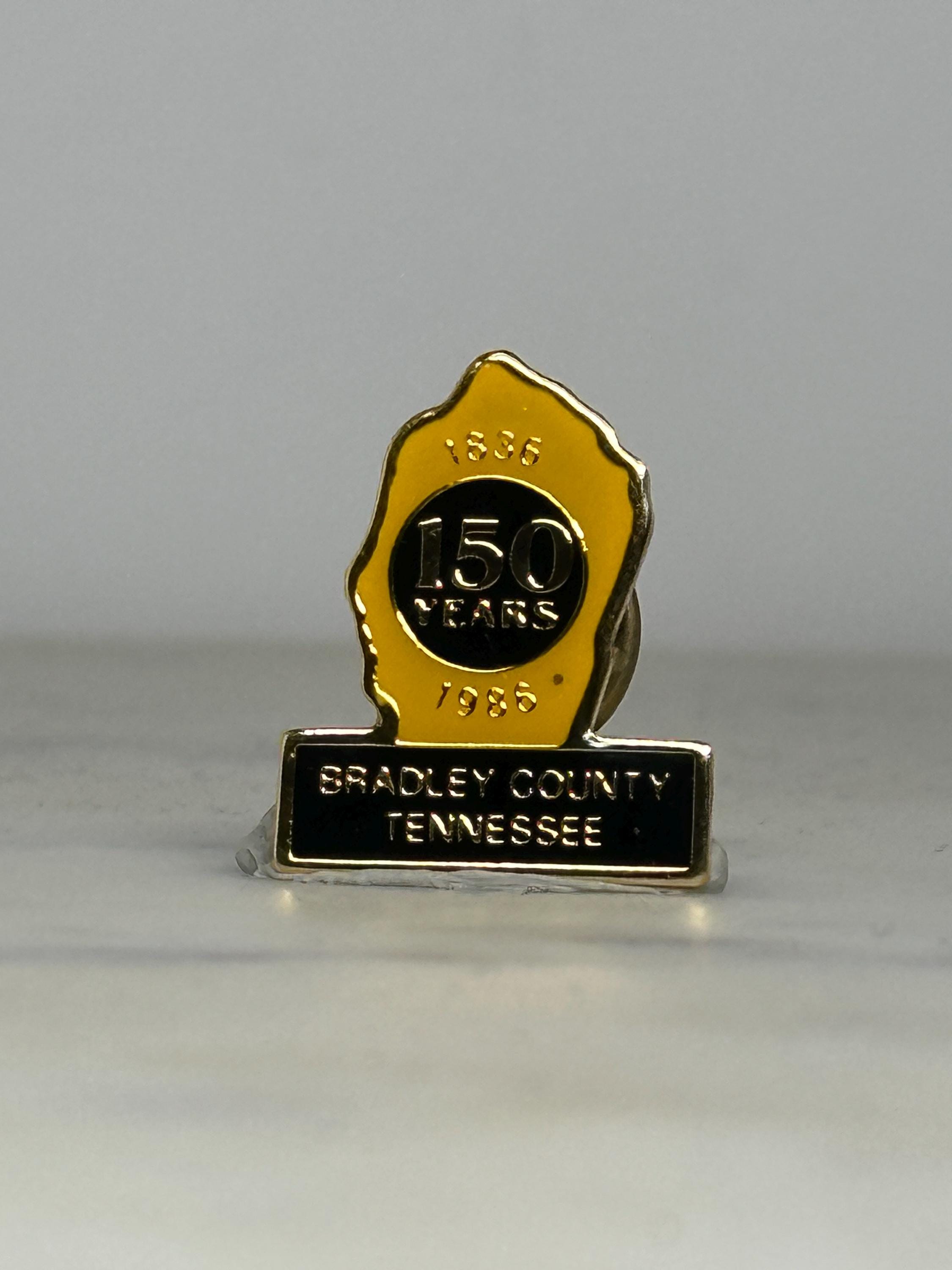 Bradley County Tennessee Pin: Yellow Enamel Gold Tone - 1986 Anniversary Accessory