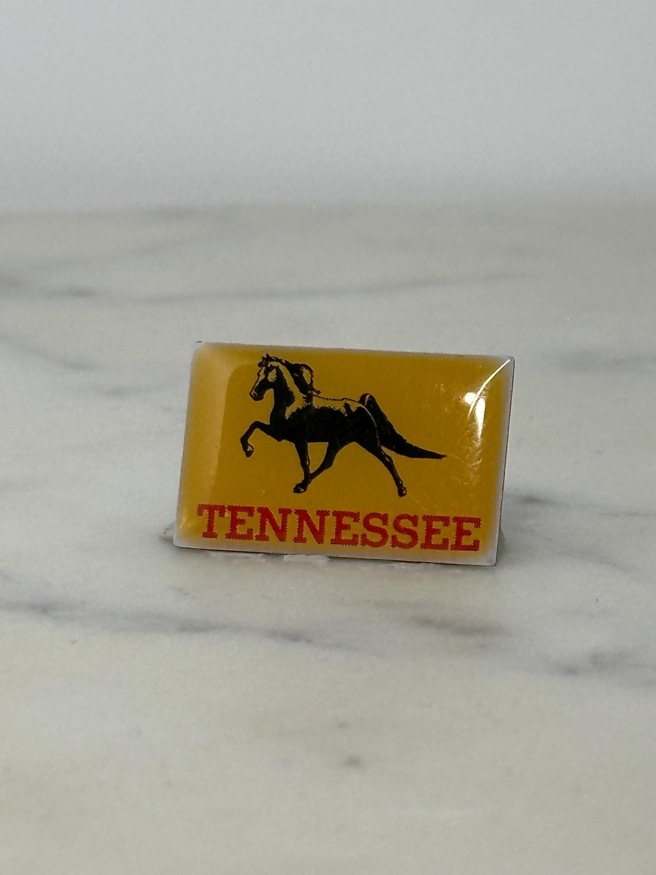 Tennessee horse souvenir pin: yellow & black enamel - vintage travel accessory