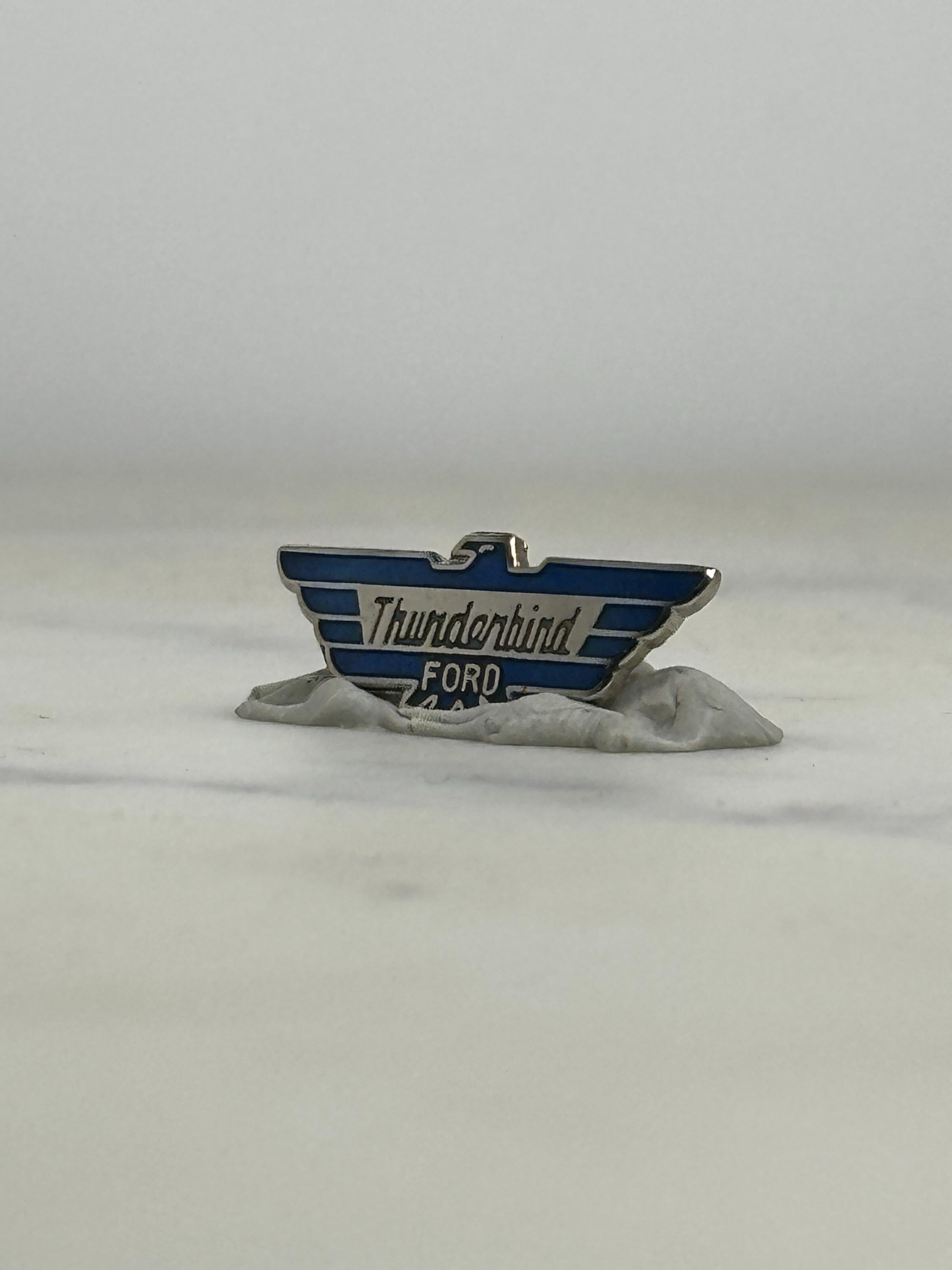 Ford Thunderbird Enamel Pin: Blue & Silver - Vintage Car Accessory