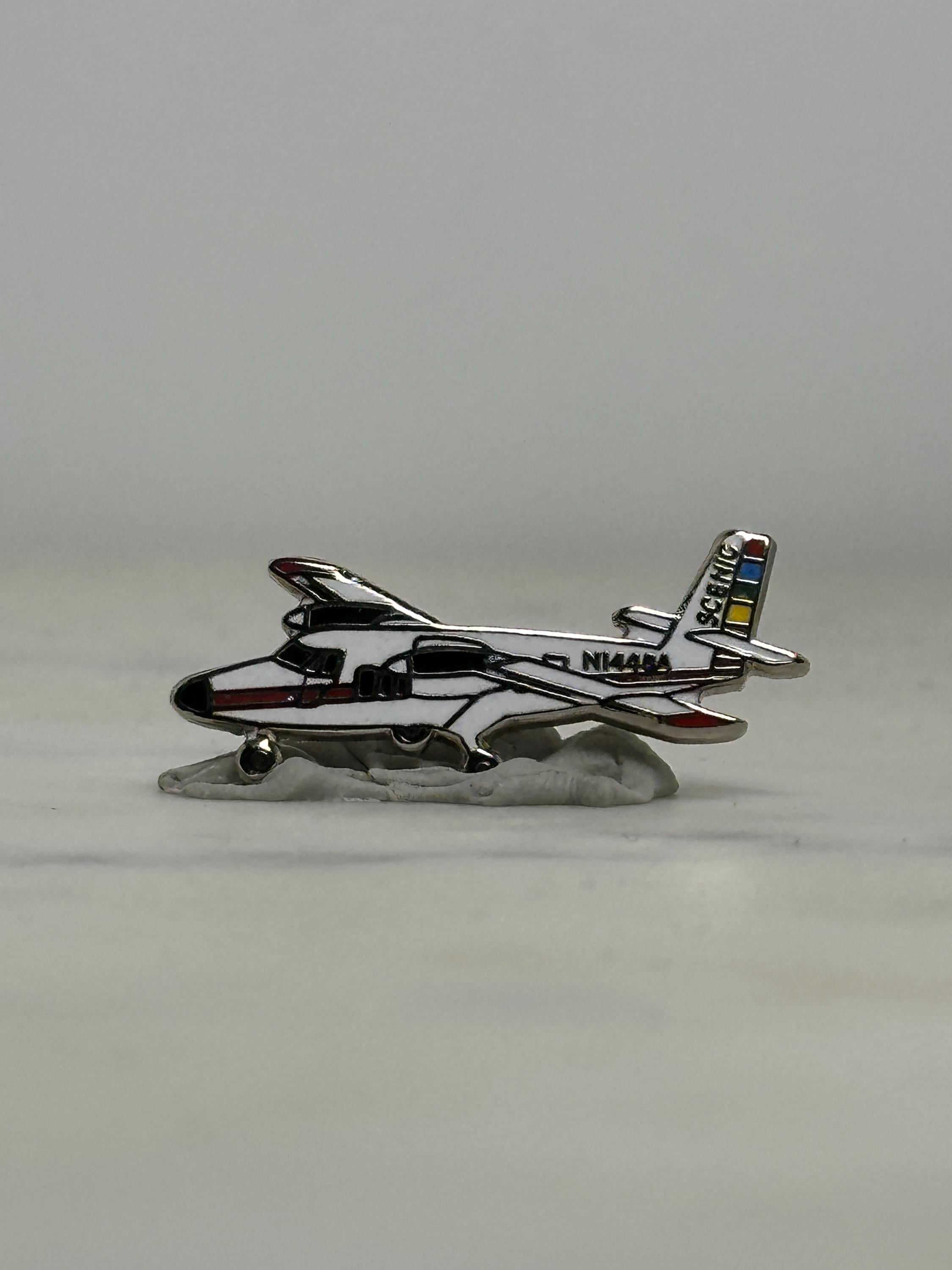 Twin Otter DHC-6 Airplane Pin – White & Red Enamel Aviation Lapel