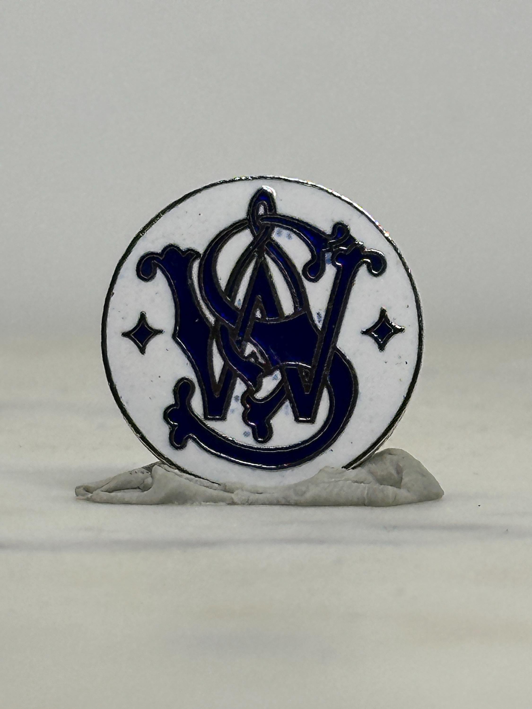 Smith & Wesson Logo Pin: Blue Enamel Round - Vintage Collectible Accessory