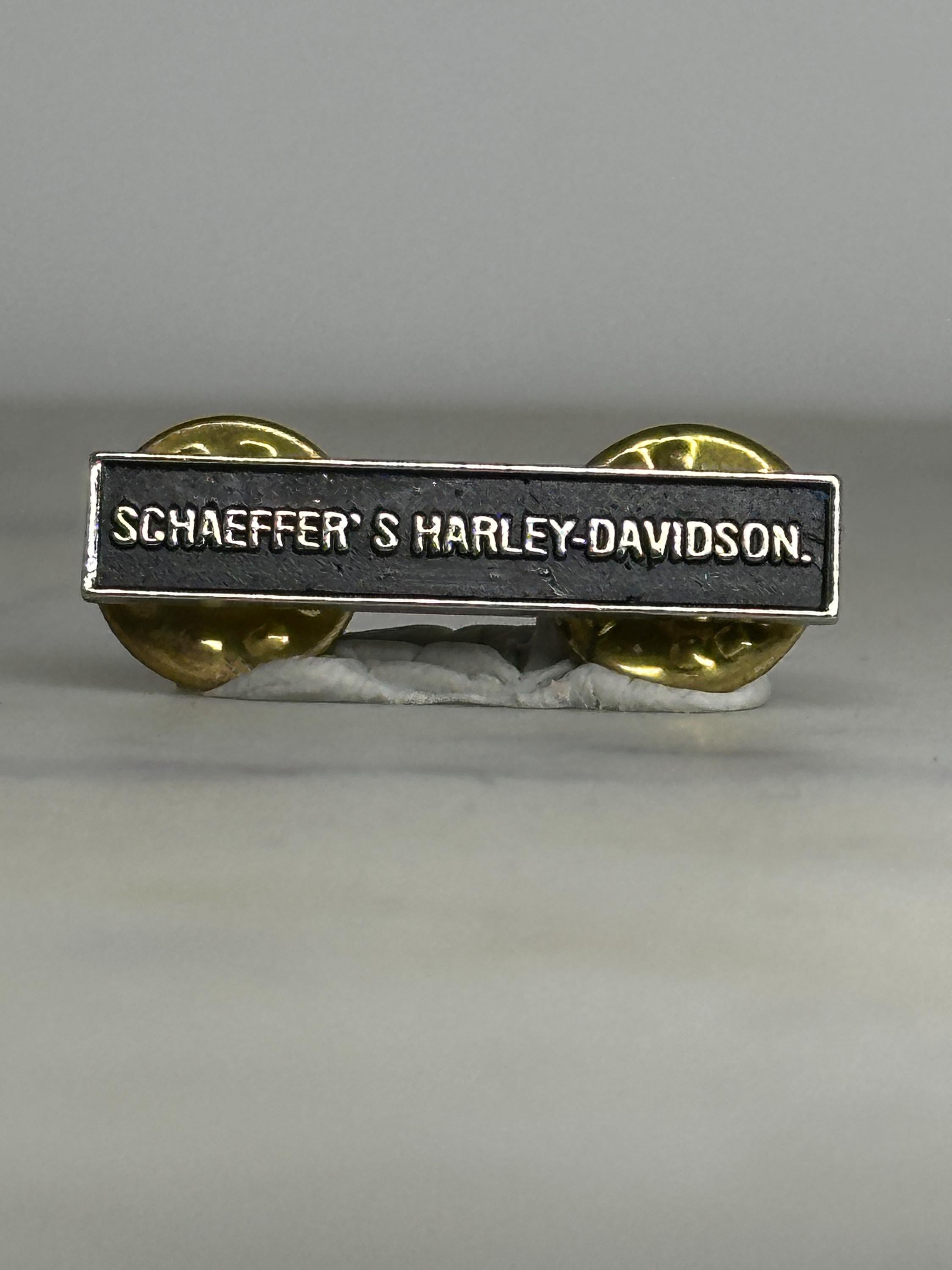 Harley-Davidson Nameplate Pin: Black Enamel & Silver Tone - Vintage Biker Accessory