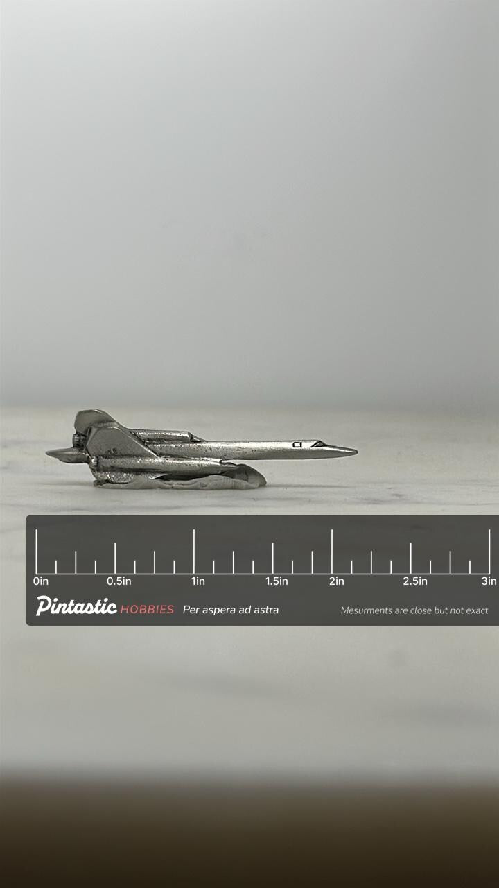 SR-71 Blackbird Jet Pin: Silver Tone Metal - Aviation Collectible Accessory with ruler overlay for size reference