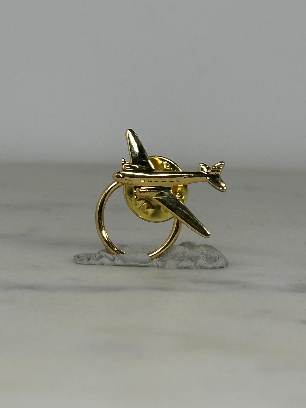 Airplane Lapel Pin: Gold Tone Metal Finish - Retro Travel Accessory