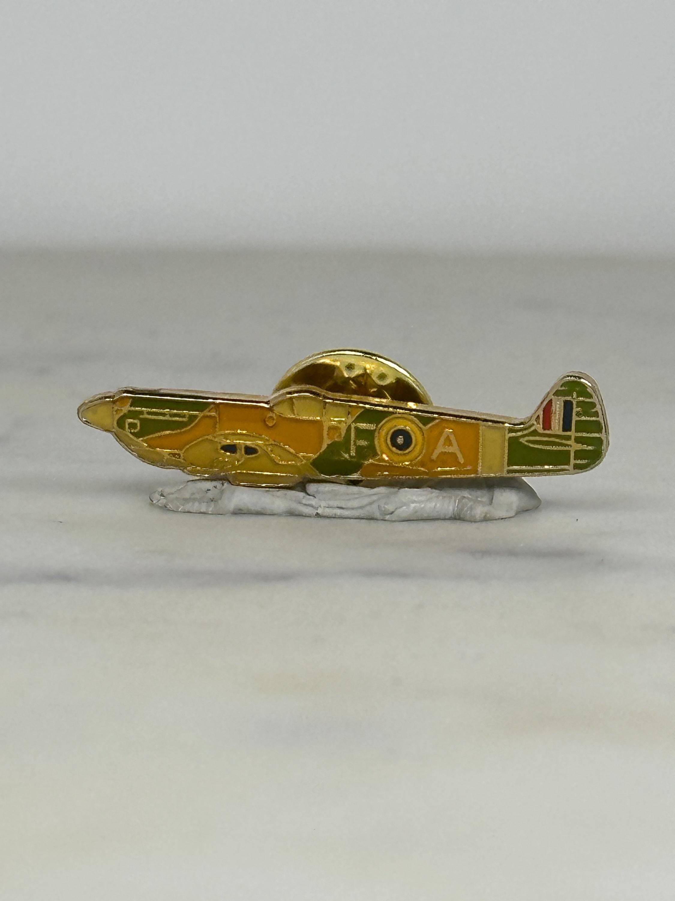 Supermarine Spitfire Pin – Vintage RAF WWII Fighter Plane Lapel with Camouflage