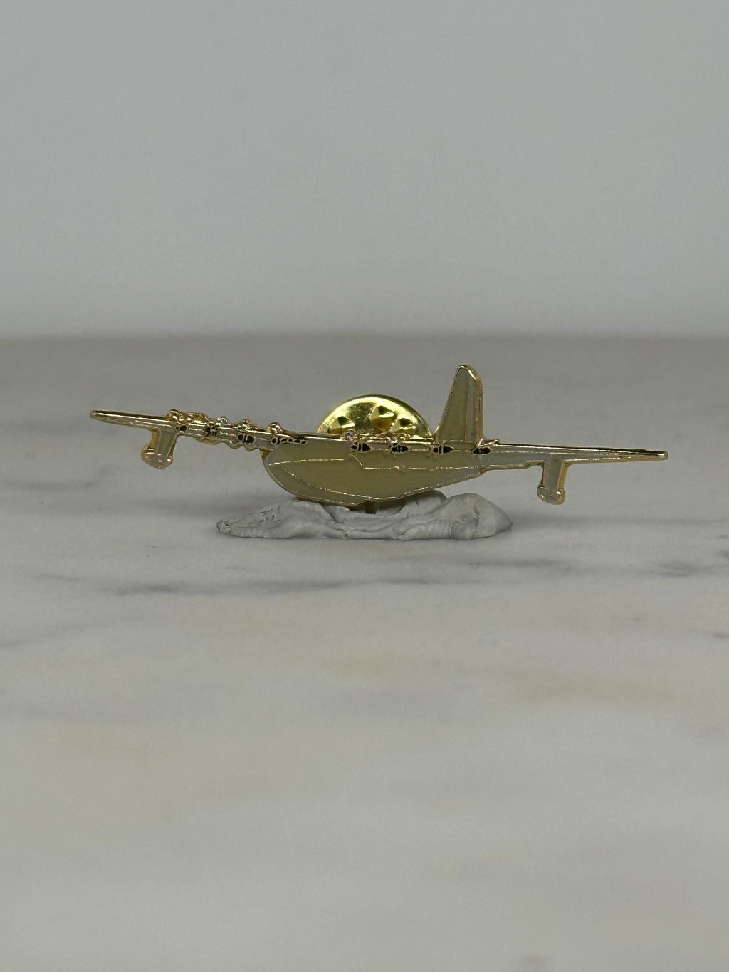 Lockheed C-130 Hercules Plane Pin – Vintage Gold Metal Military Collectible