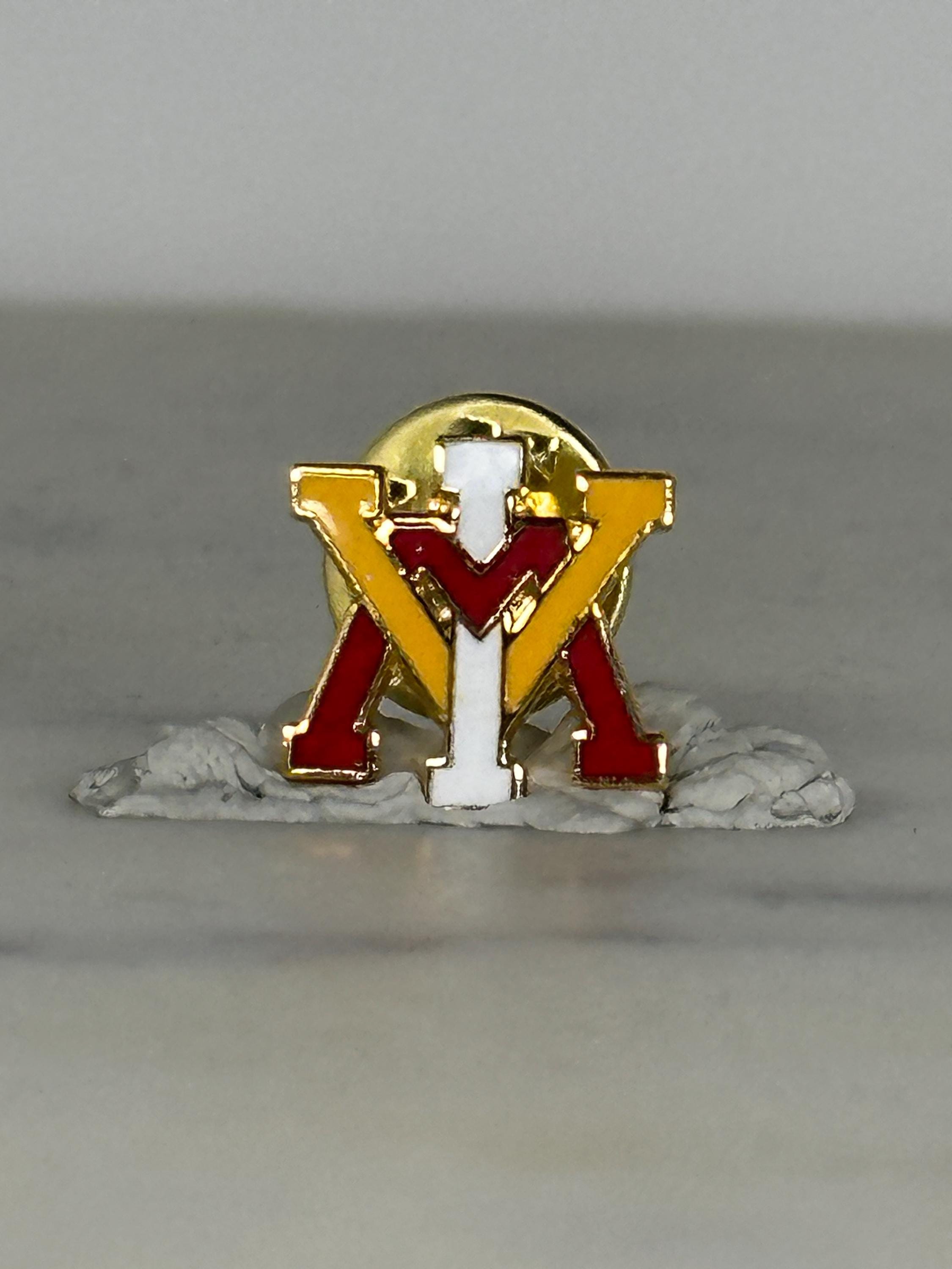 Virginia Military Institute (VMI) Pin – Vintage Red, Gold & White Enamel Lapel