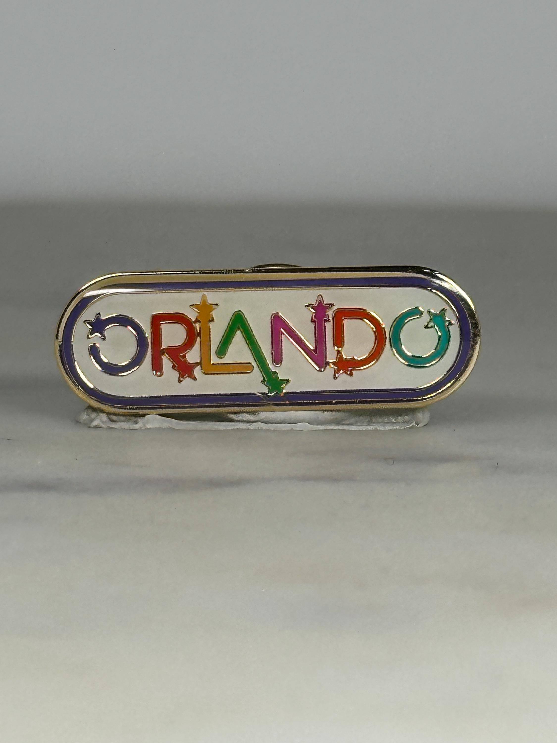 Orlando Souvenir Pin: Rainbow Enamel Gold Trim - Retro Travel Accessory