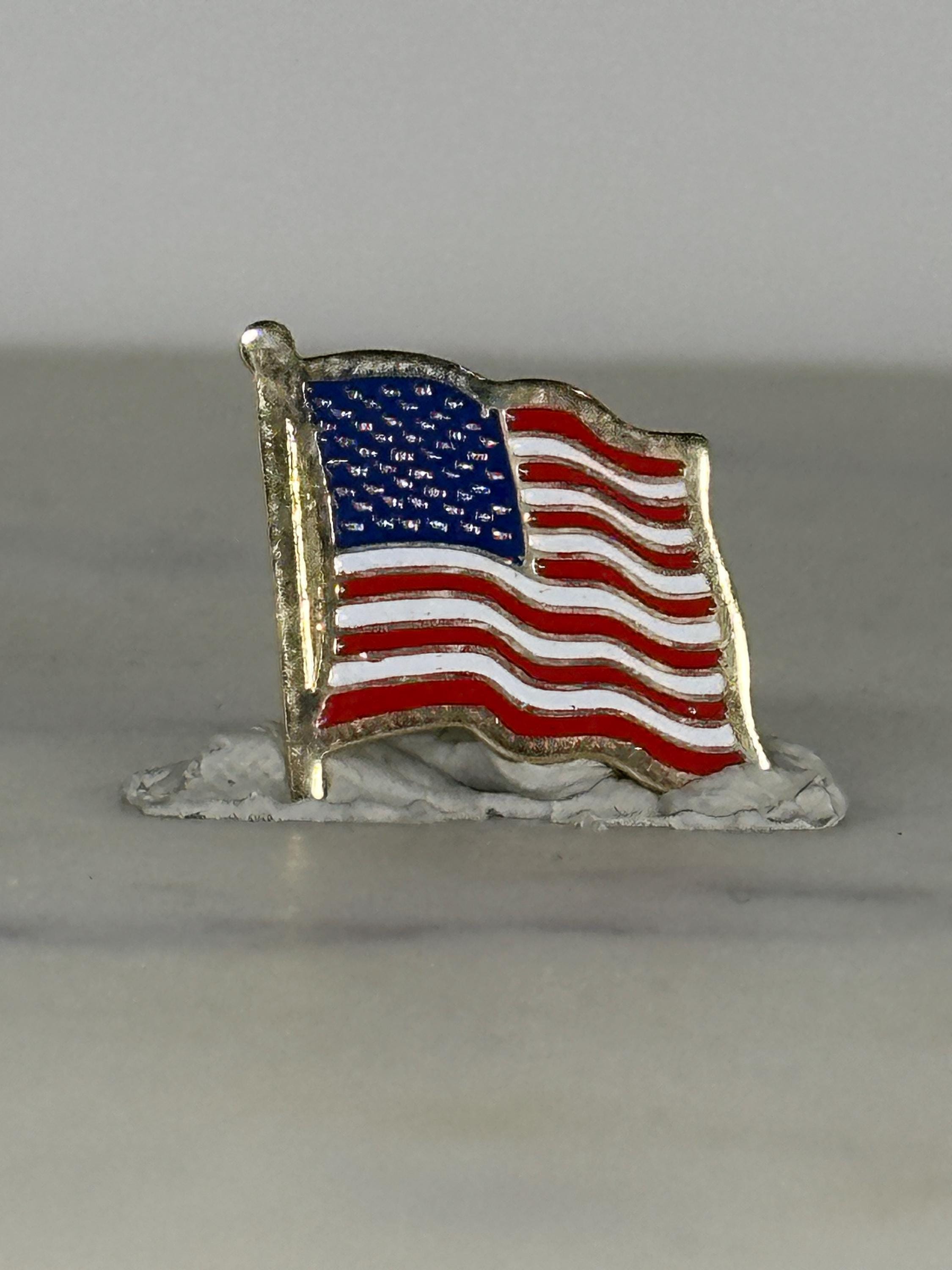 American Flag Enamel Pin: Red White Blue Gold - Patriotic Accessory