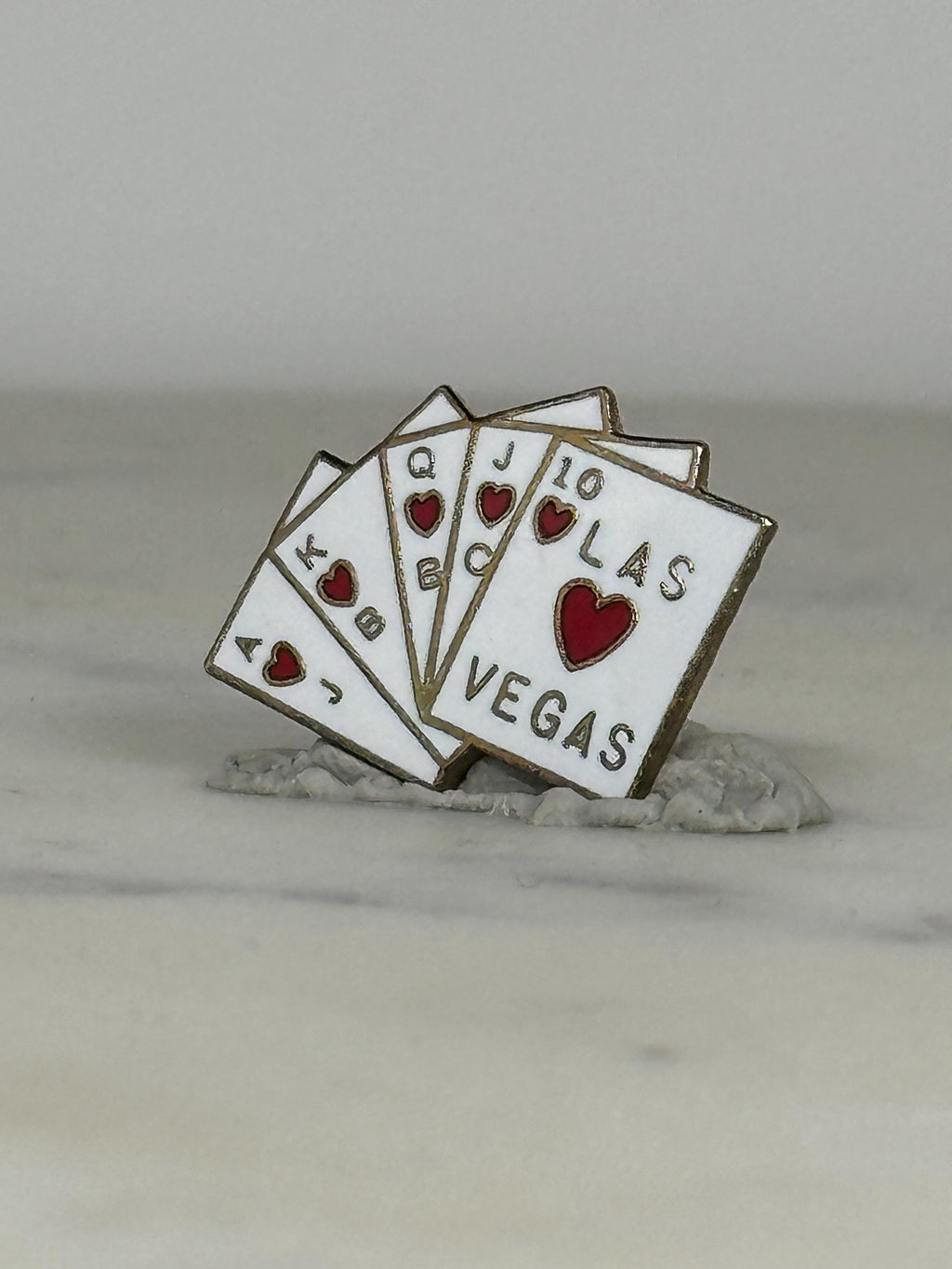 Las Vegas Poker Enamel Pin: Red & White Finish - Vintage Casino Accessory