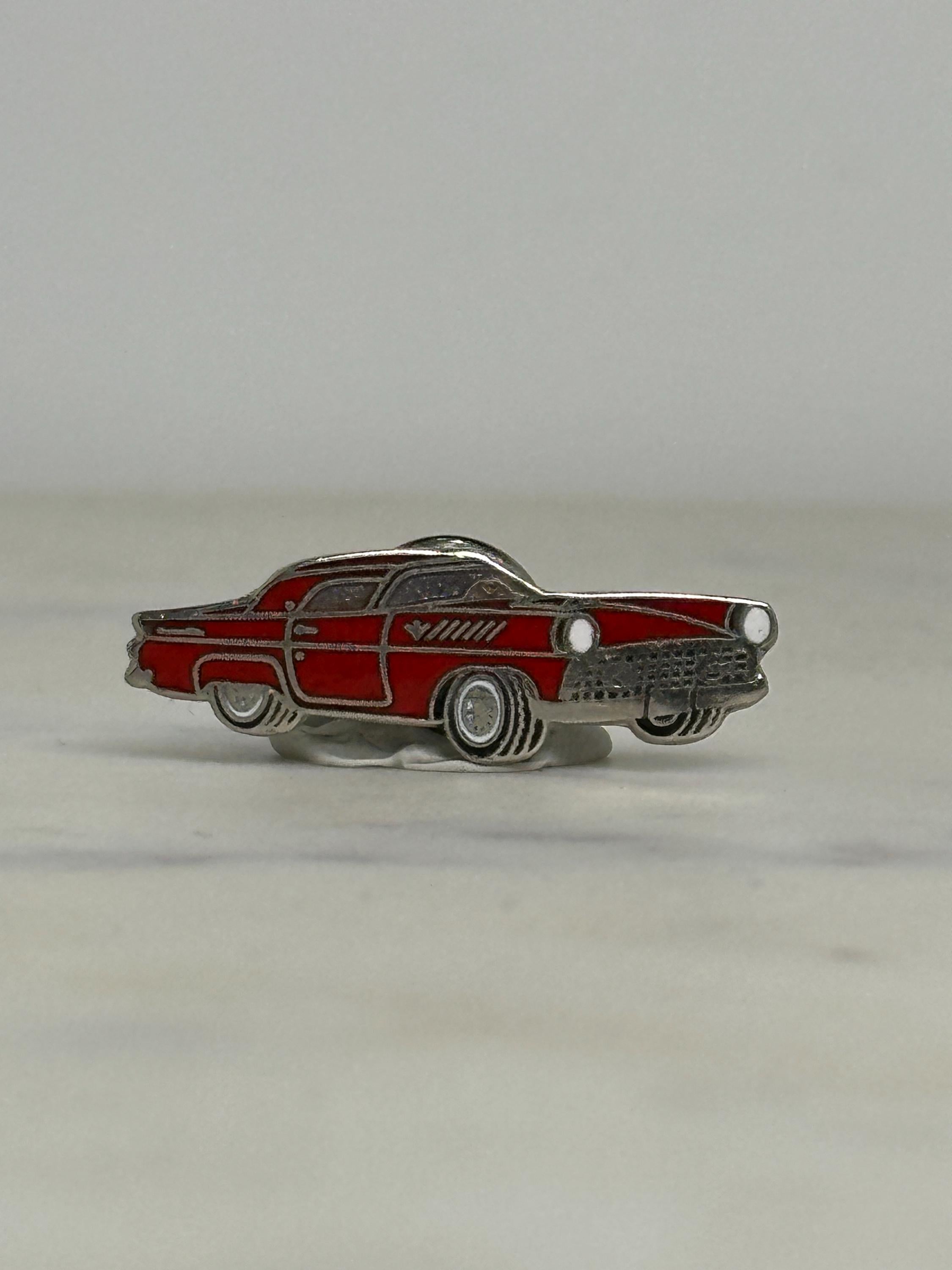 1958 Ford Thunderbird Red Enamel Pin – Vintage Classic Car Lapel