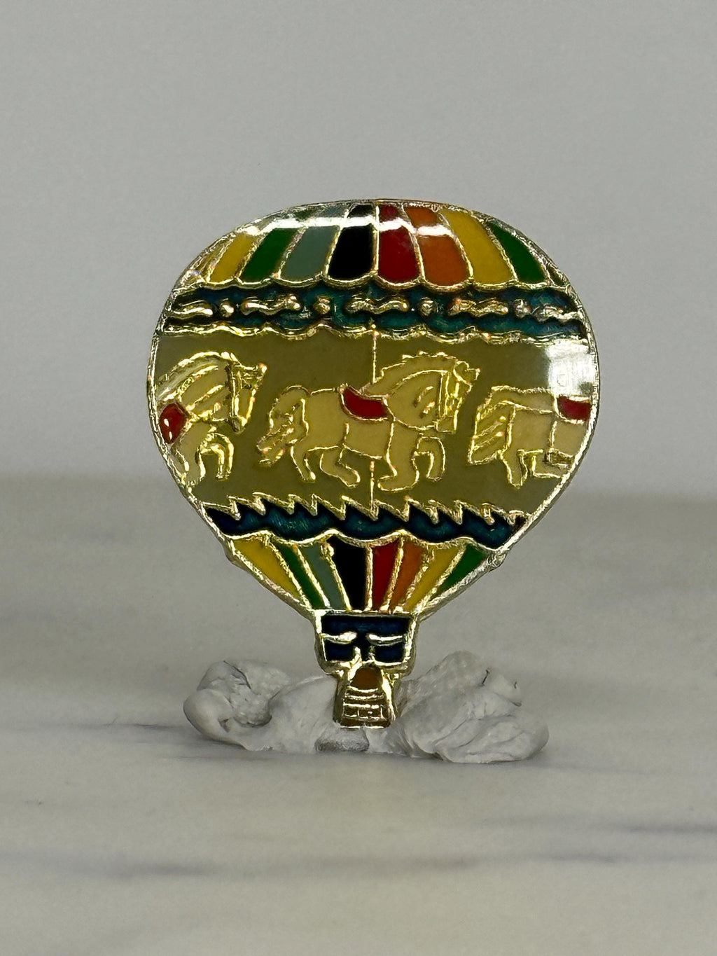 Carousel Balloon Enamel Pin: Multicolor Gold-Tone - Retro Carnival Accessory