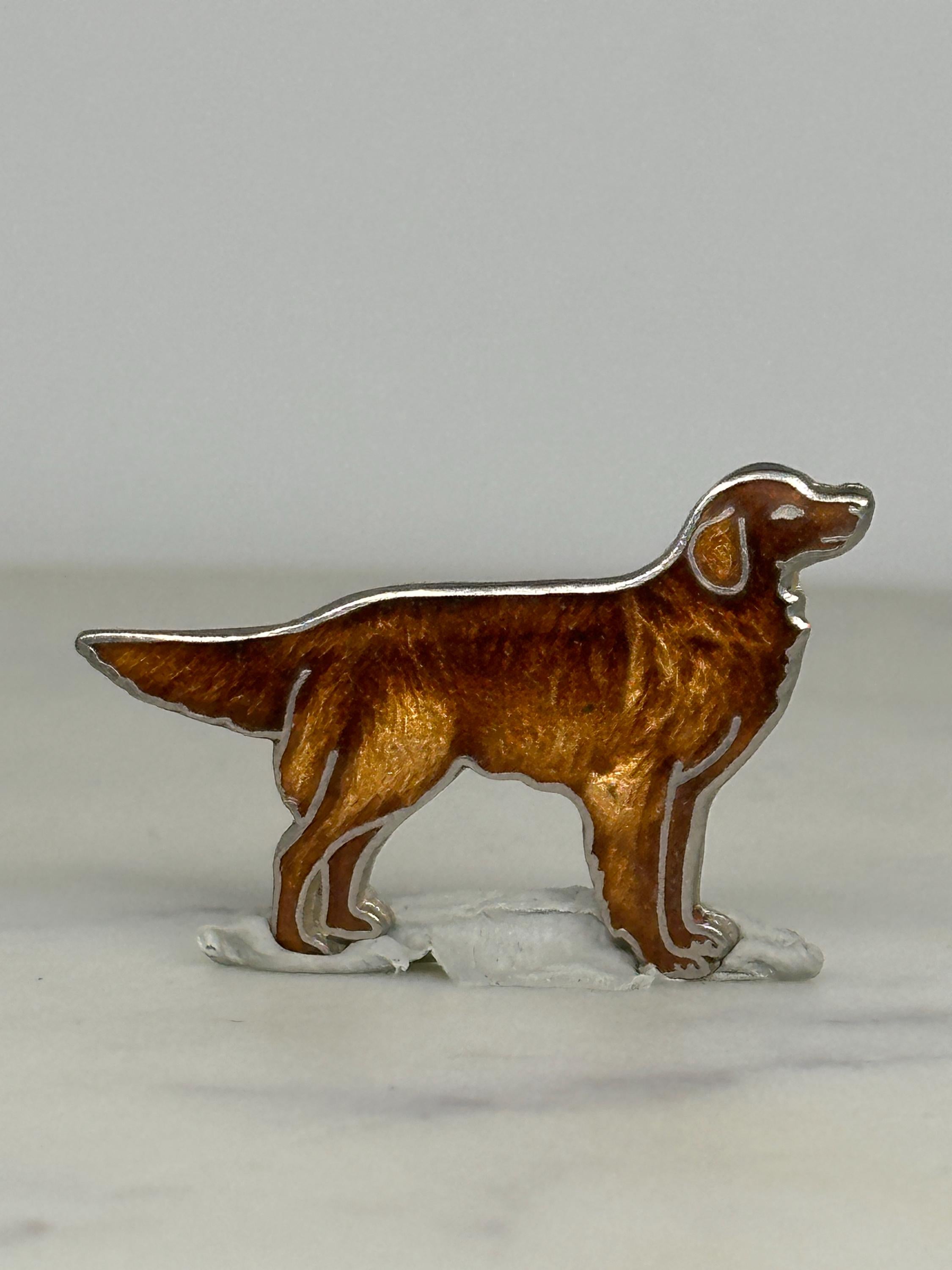 Golden Retriever Dog Pin: Brown Enamel Metal - Vintage Animal Accessory