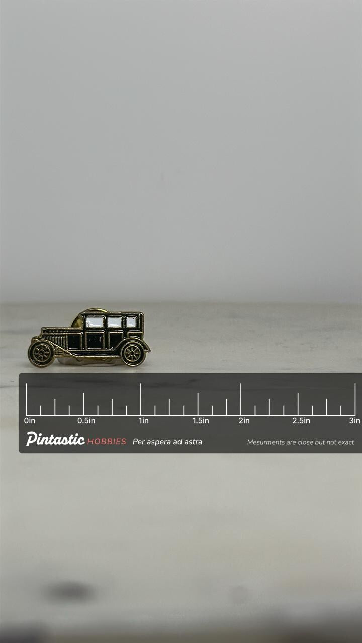 1920s Ford Model A Pin – Vintage Black & Gold Enamel Classic Car Lapel