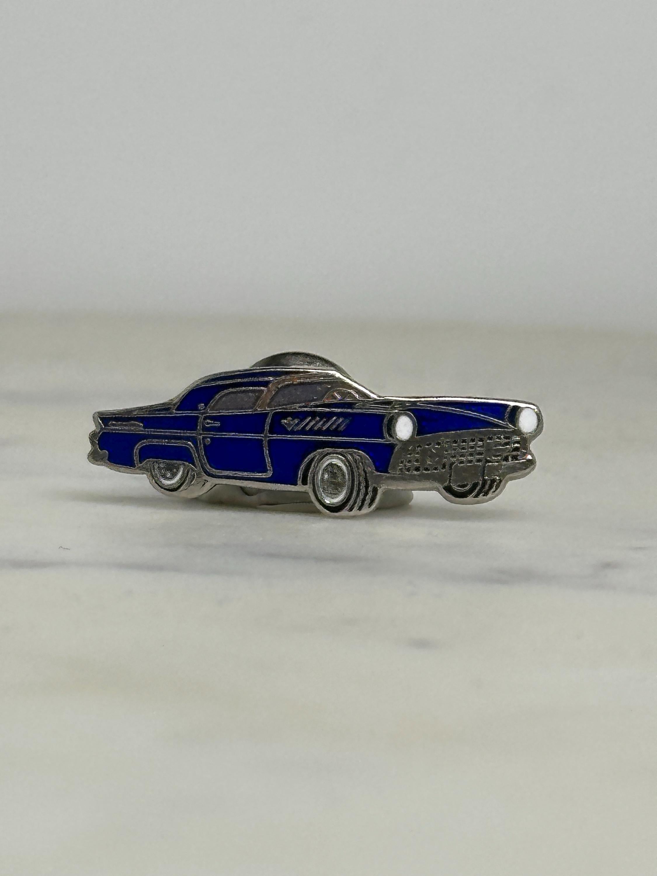 1958 Ford Thunderbird Blue Enamel Pin – Vintage Classic Car Lapel