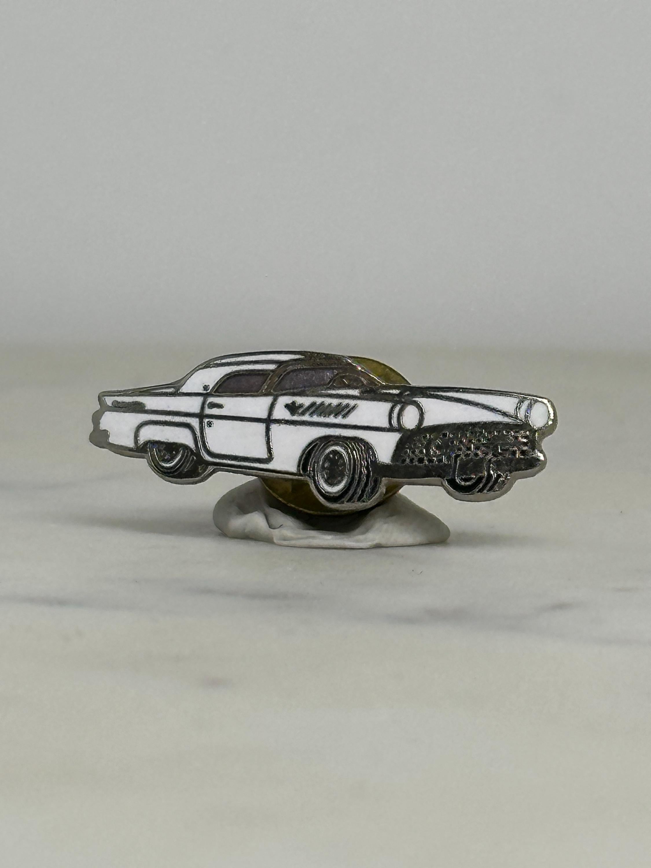 1958 Ford Thunderbird Pin – Vintage White Enamel Classic Car Lapel