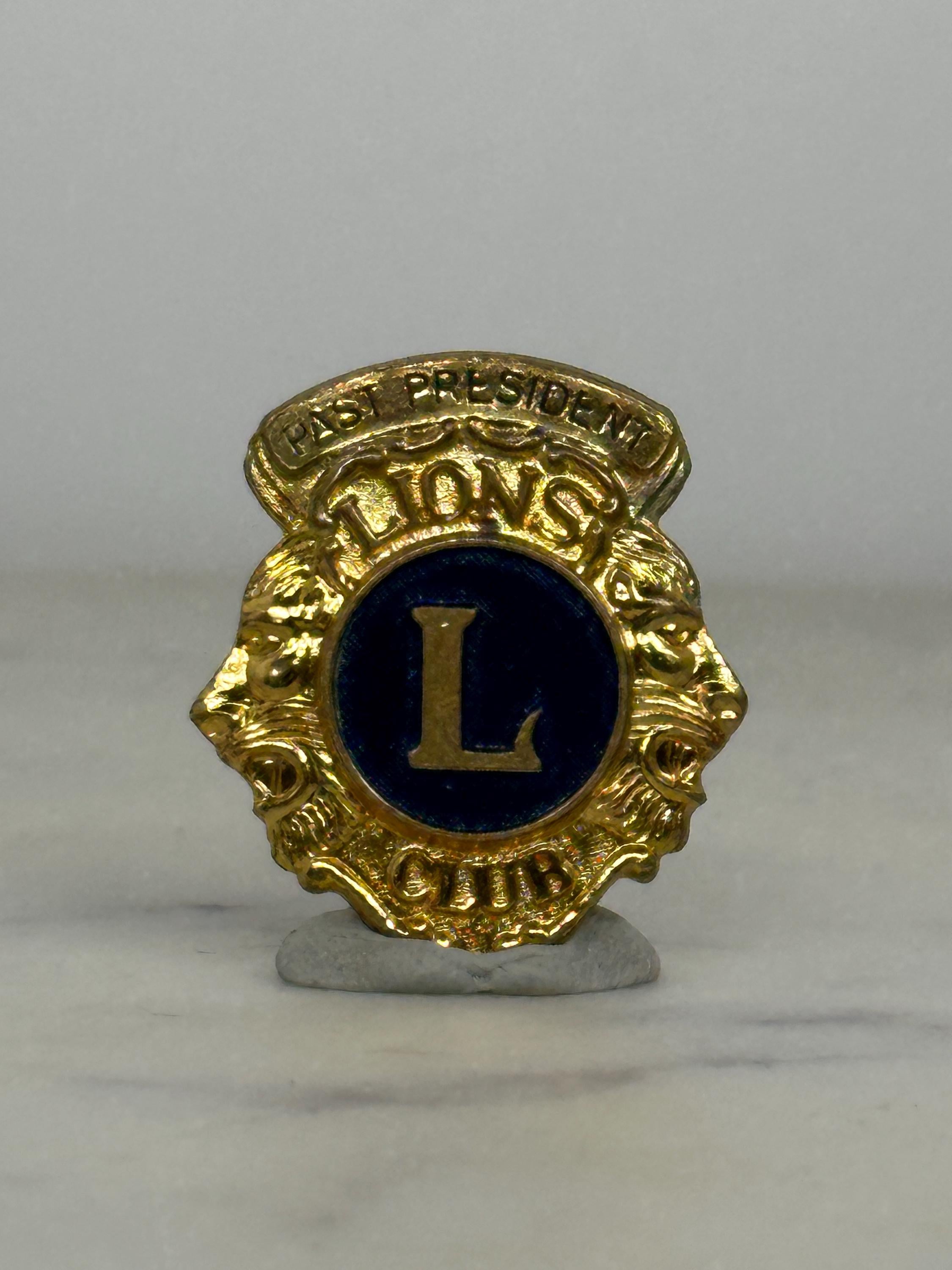 Lions Club Pin: Gold & Blue Enamel - Vintage Service Accessory