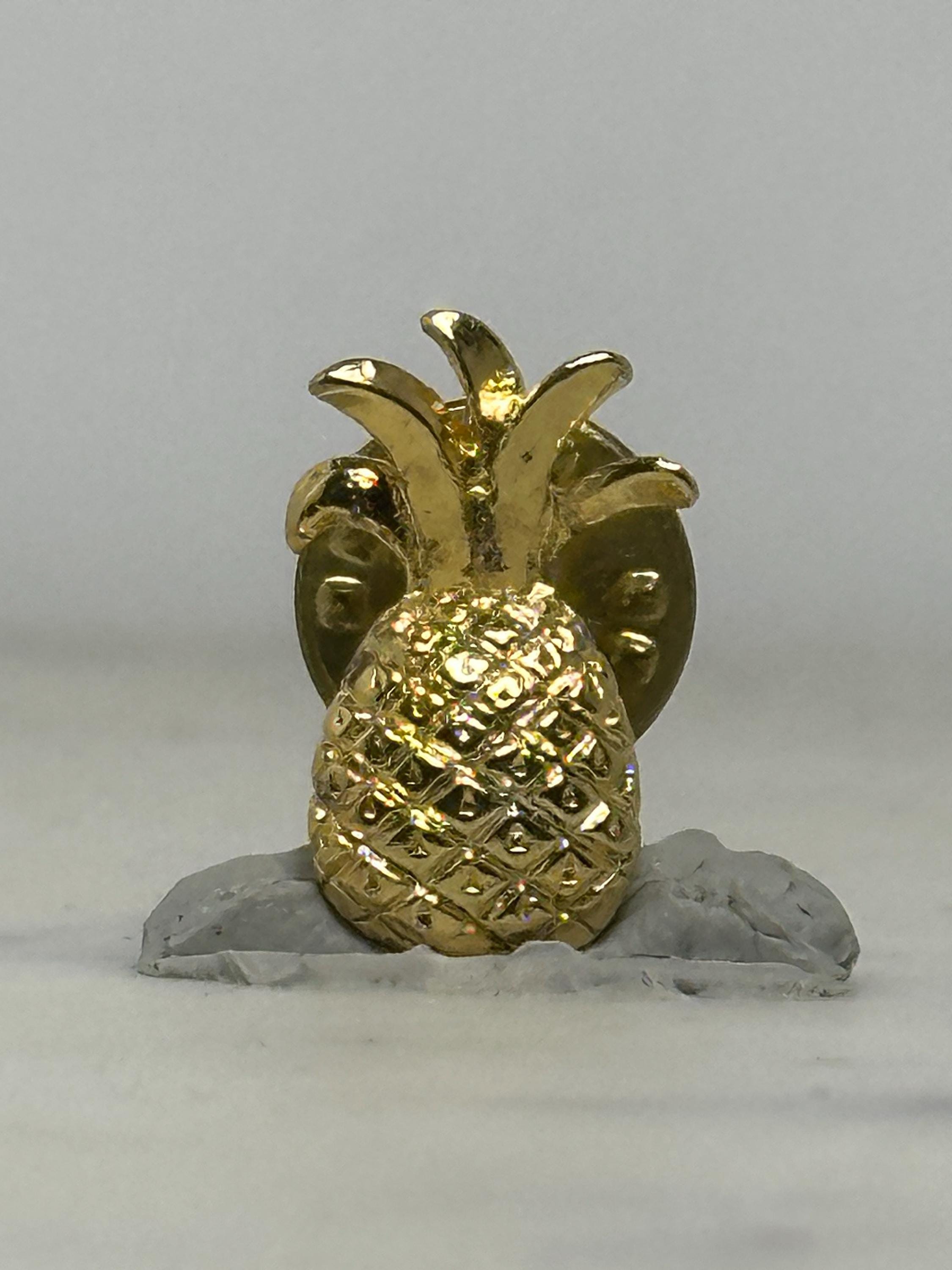 Pineapple Lapel Pin: Shiny Gold Finish - Retro Tropical Accessory