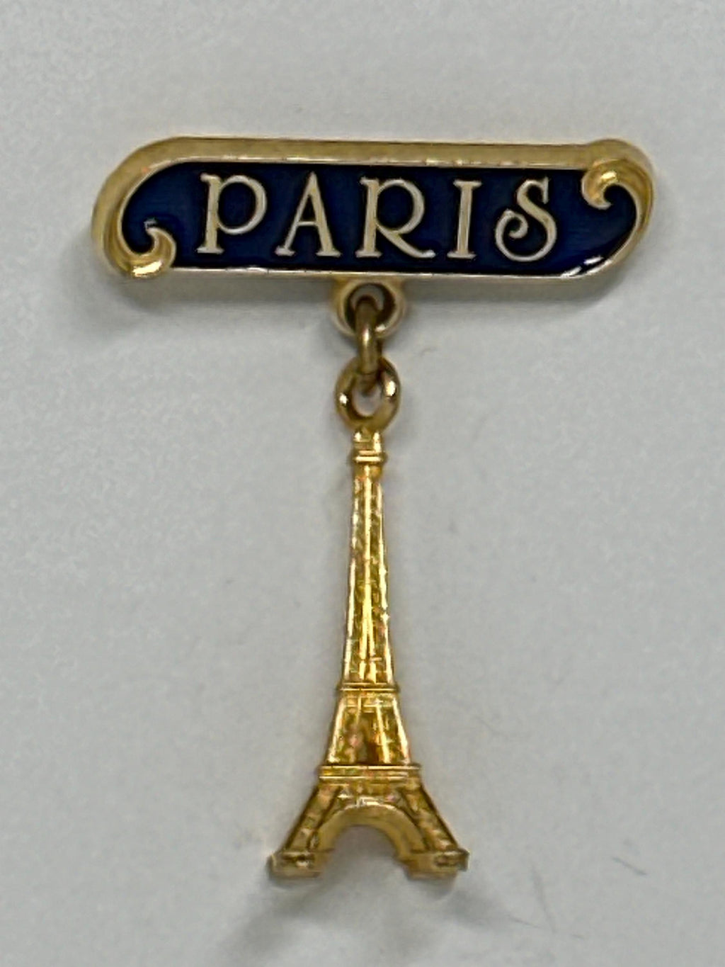 Paris Eiffel Tower Souvenir Pin: Gold & Navy Enamel - Vintage Travel Accessory