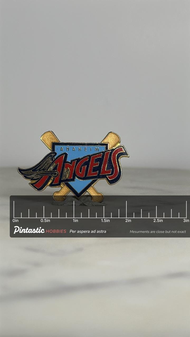 Anaheim Angels Baseball Pin: Red Gold Enamel - 1990s Sports Accessory