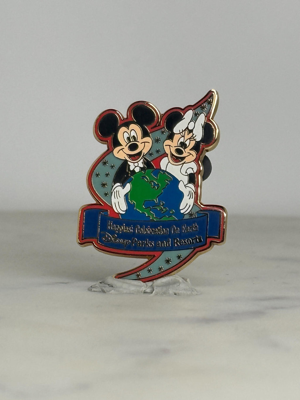 Mickey & Minnie Enamel Pin: Globe Design - Disney Parks Collectible