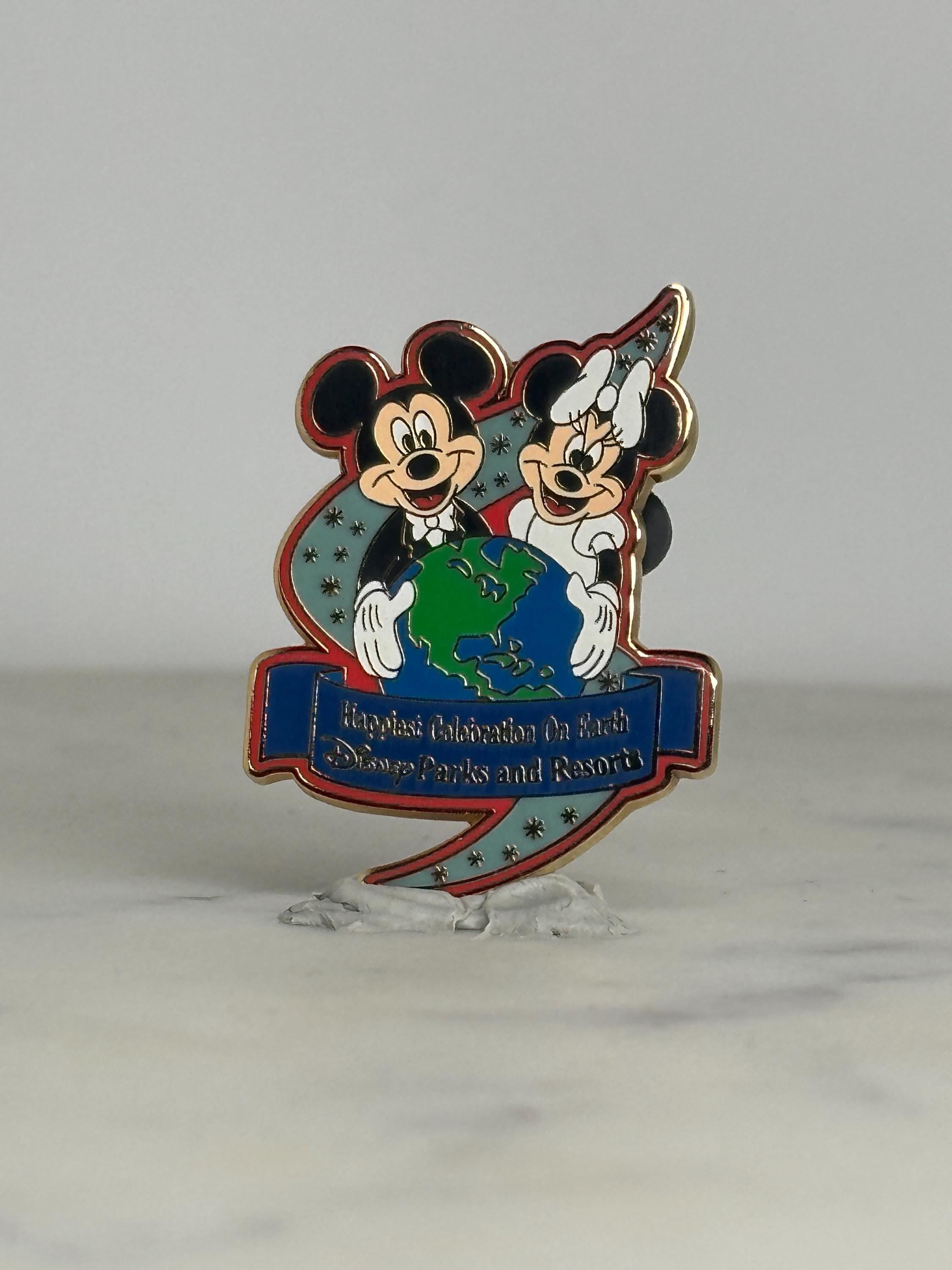 Mickey & Minnie Enamel Pin: Globe Design - Disney Parks Collectible
