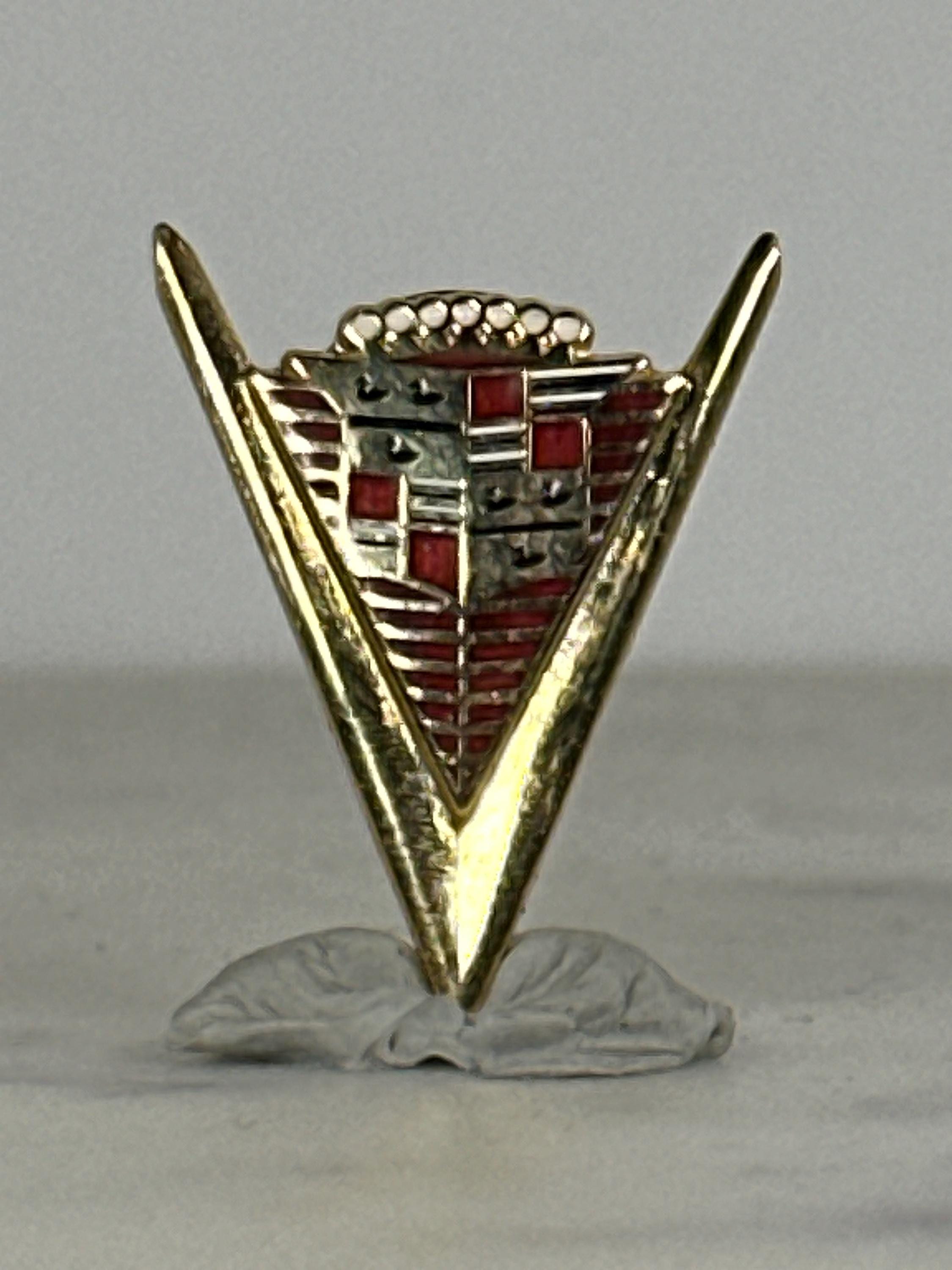 Cadillac Emblem Enamel Pin: Gold & Red Crest - Vintage Car Accessory