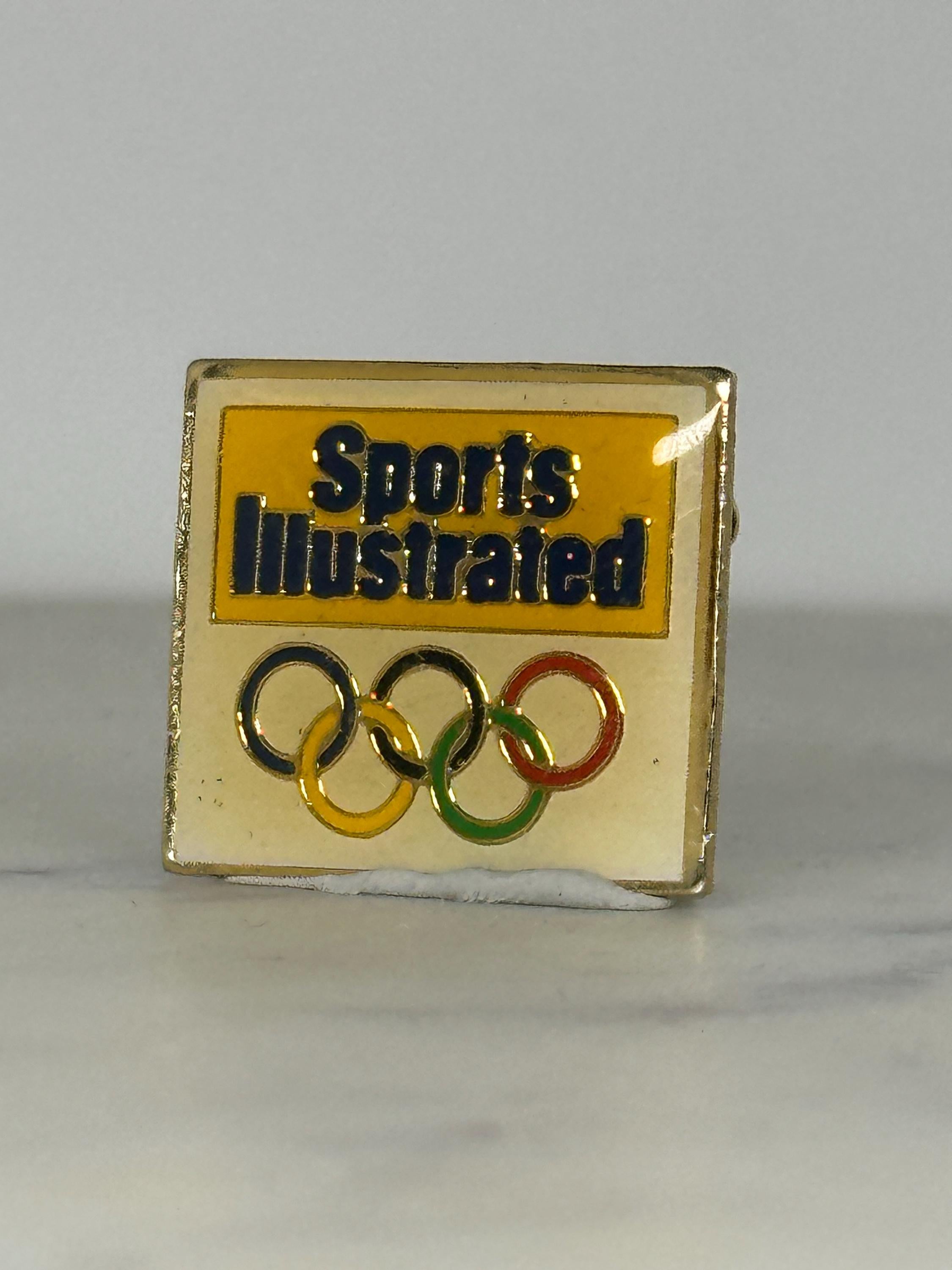 Sports Illustrated Olympic Pin: Gold Enamel Finish - Vintage Sports Accessory