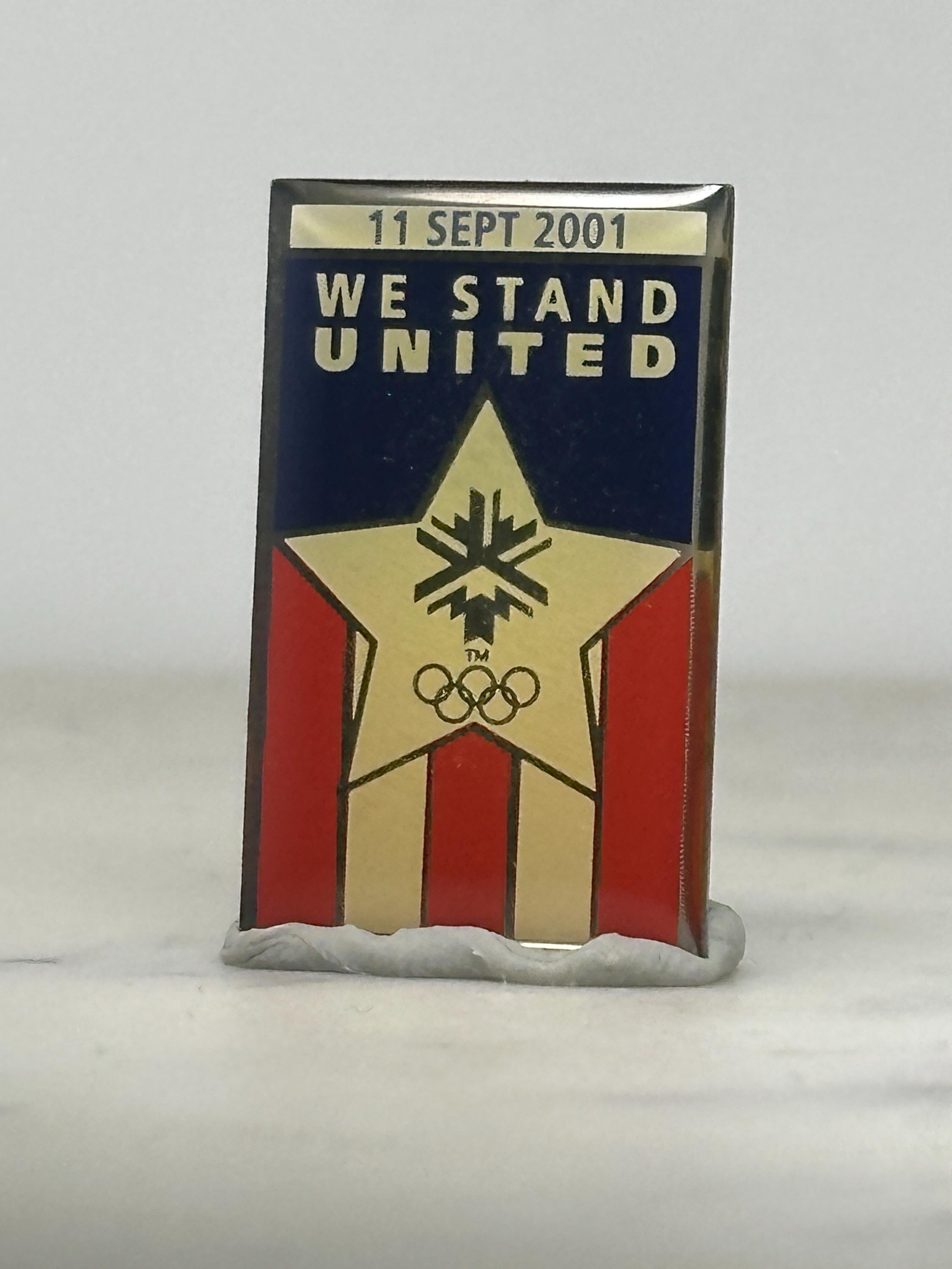 9/11 Olympic Tribute Pin: Gold & Red Enamel - Patriotic 2001 Accessory
