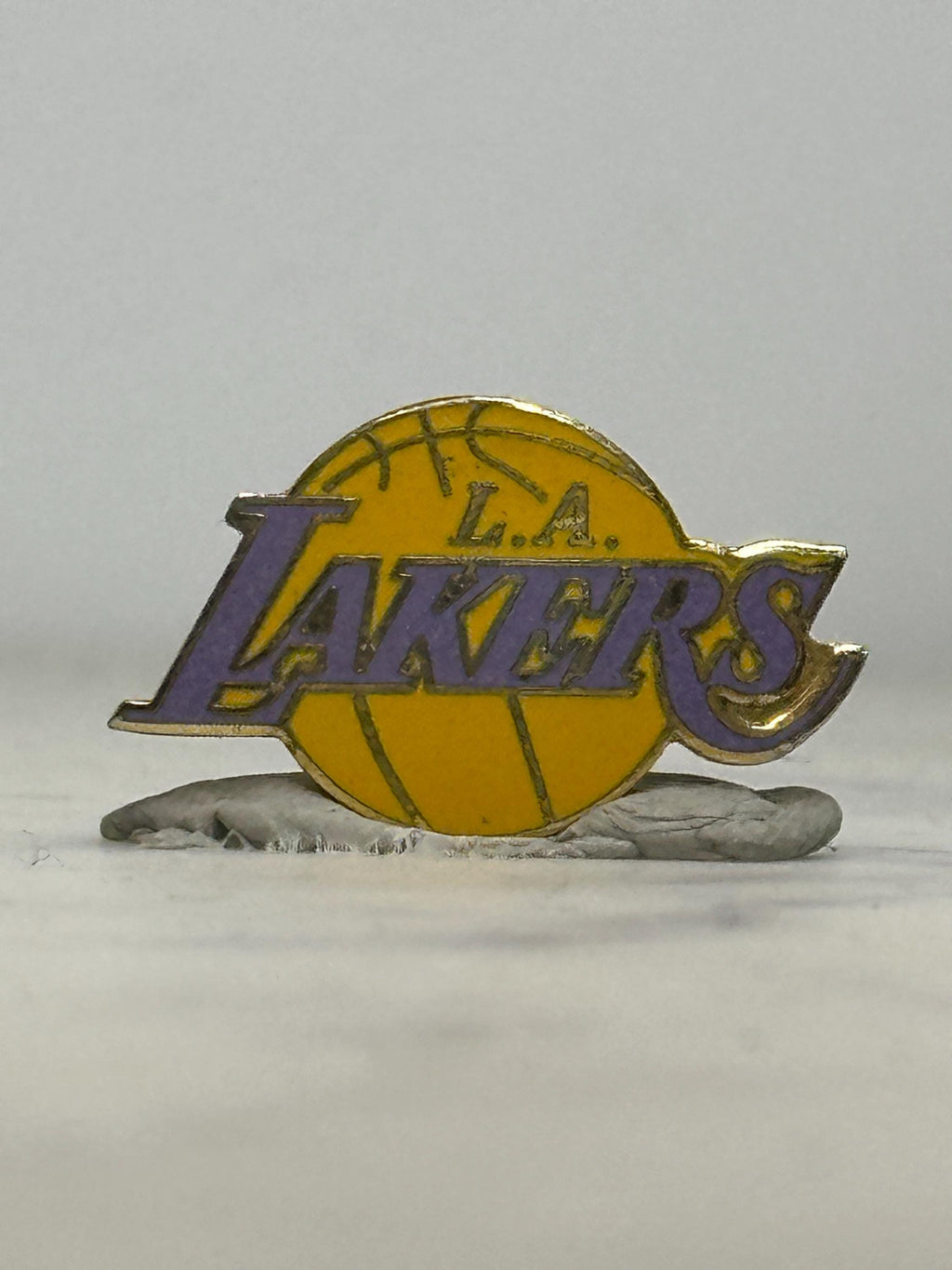L.A. Lakers Enamel Pin: Purple/Yellow Logo - Vintage Sports Accessory