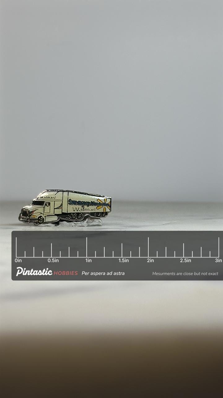 Walmart Truck Enamel Pin: Silver & Yellow - Retro Company Accessory