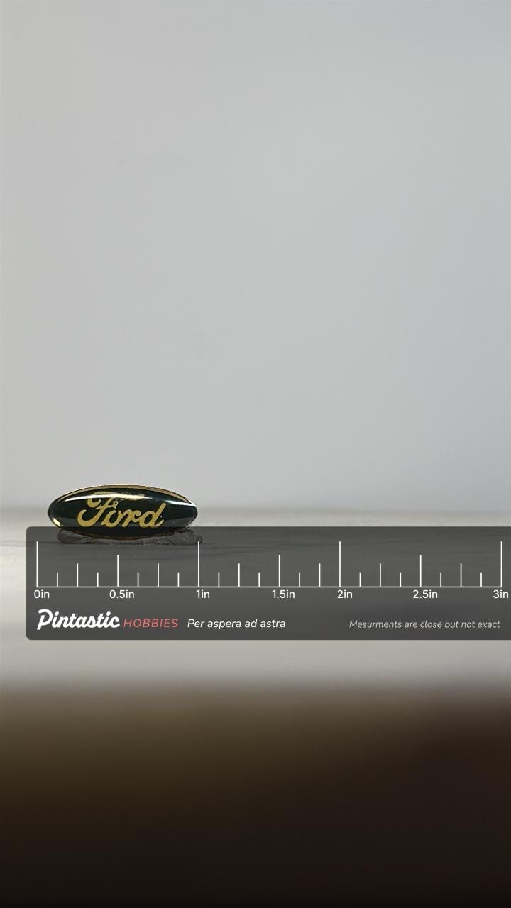 Ford Logo Enamel Pin: Black & Gold Oval - Vintage Auto Accessory