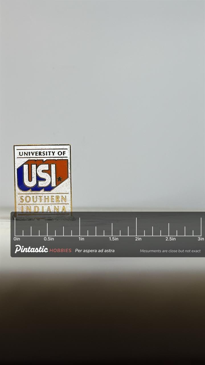 University of Southern Indiana Pin: White Enamel & Gold Trim - College Collectible Accessory