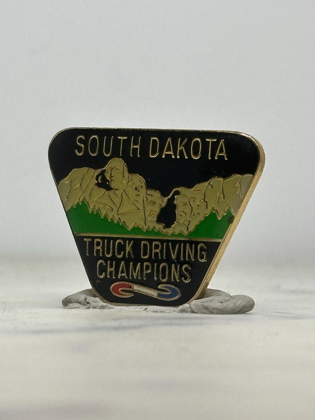 South Dakota Truck Driving Pin: Black & Green Enamel - Vintage Collectible Accessory