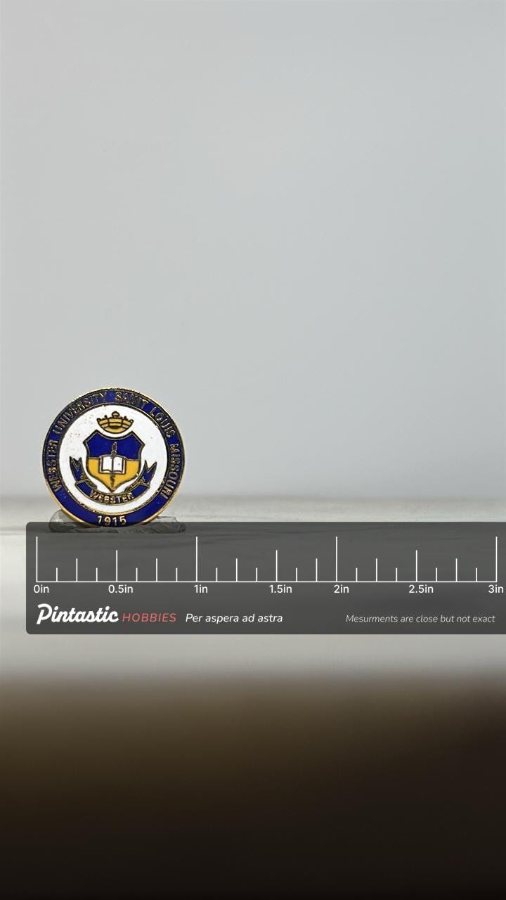 Webster University Lapel Pin: Blue Gold Enamel - Vintage College Accessory