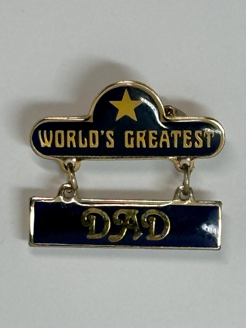 World's Greatest Dad Pin: Gold & Navy Enamel - Vintage Father’s Day Accessory
