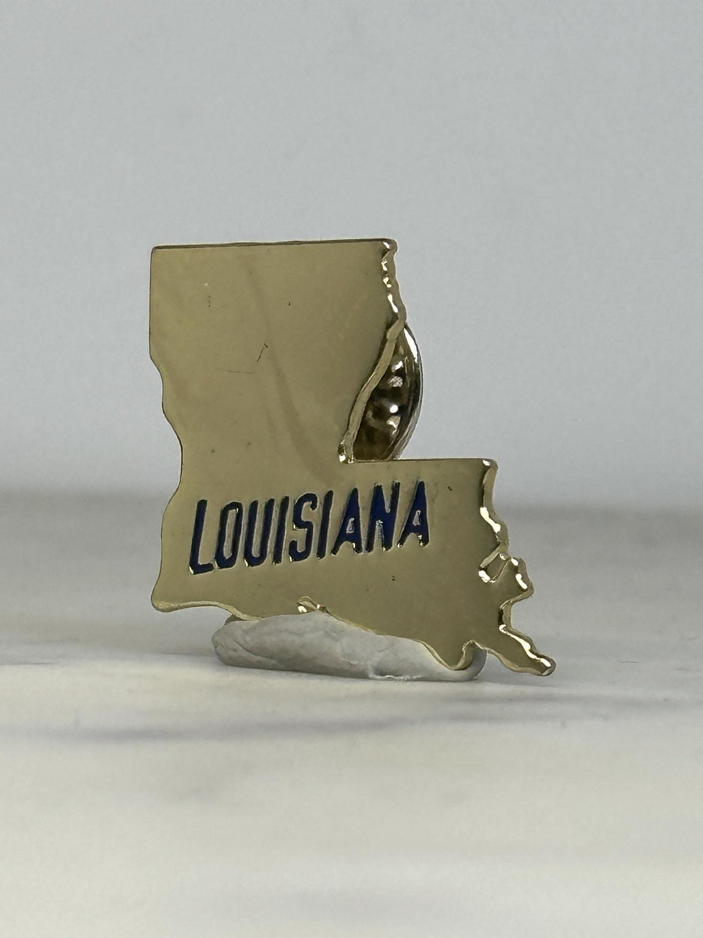 Louisiana State Enamel Pin: Gold with Blue Lettering - Vintage Souvenir Accessory