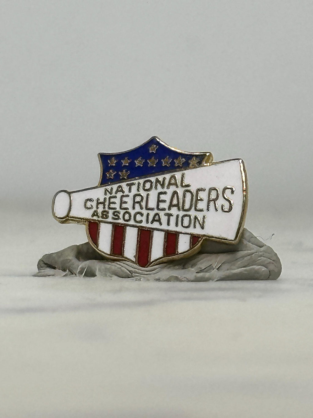 National Cheerleaders Association Pin: Red White Blue Enamel - Vintage Spirit Accessory