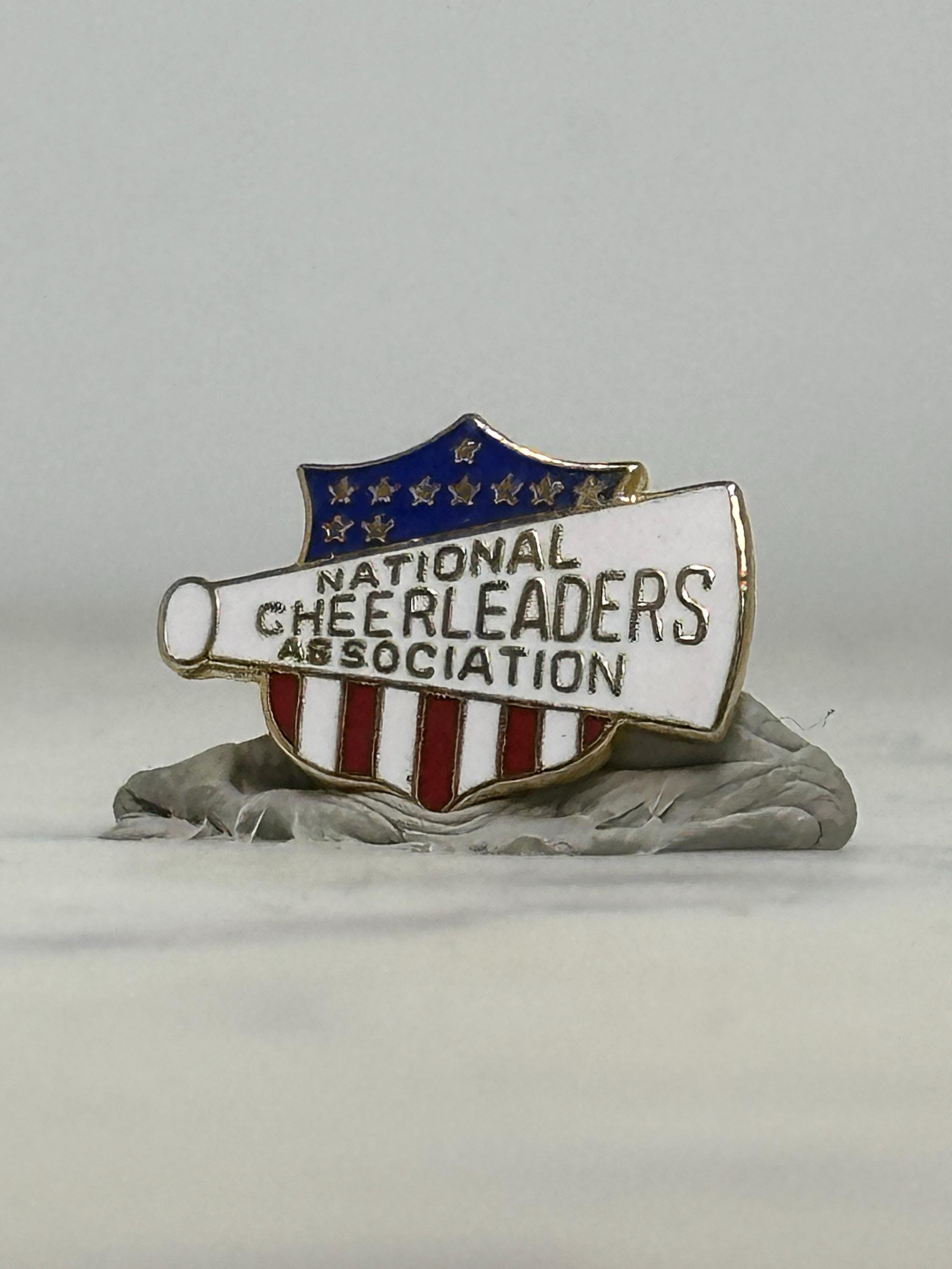 National Cheerleaders Association Pin: Red White Blue Enamel - Vintage Spirit Accessory