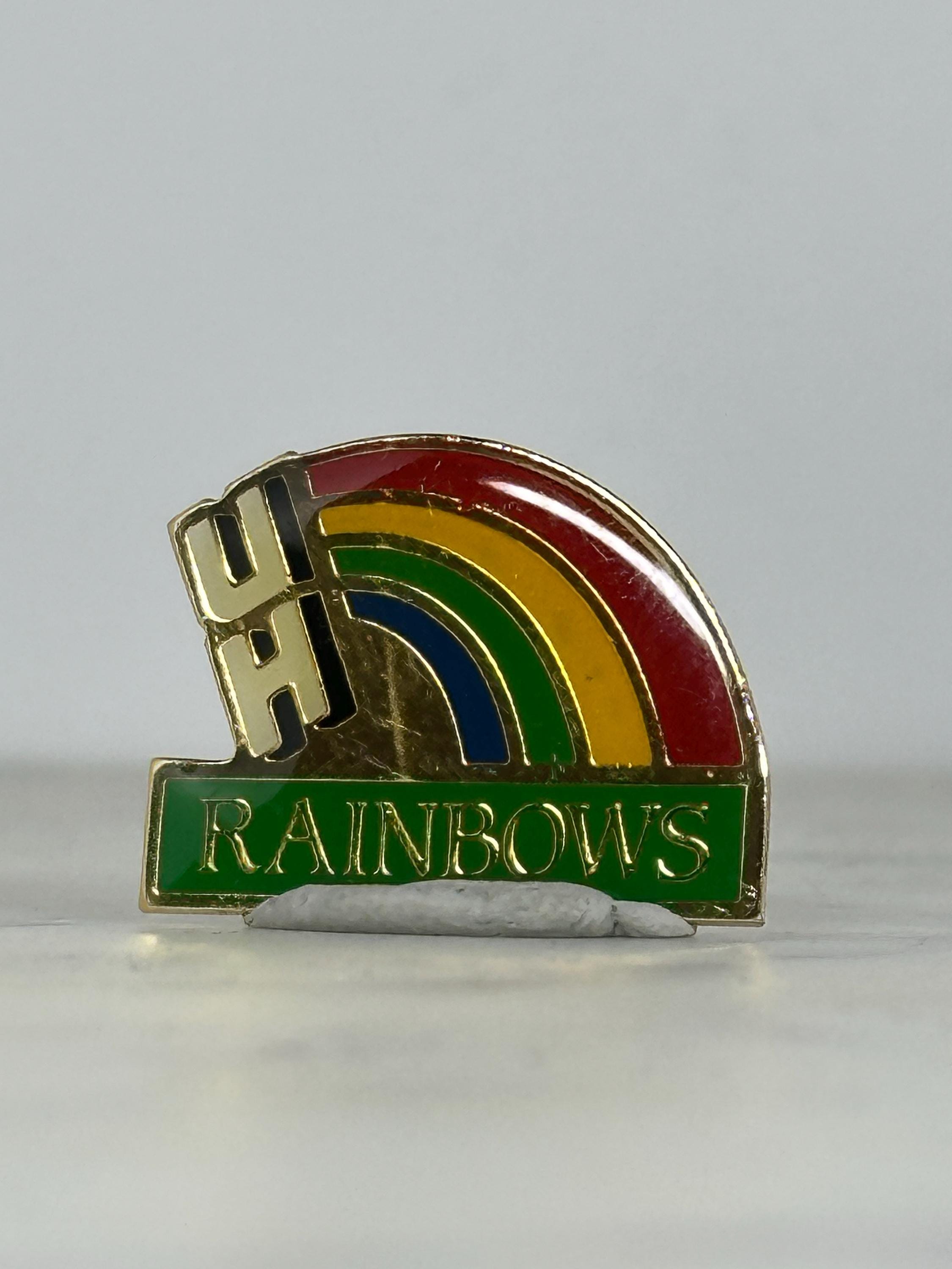 4H Rainbows Enamel Pin: Gold Tone Rainbow - Vintage Youth Organization Accessory