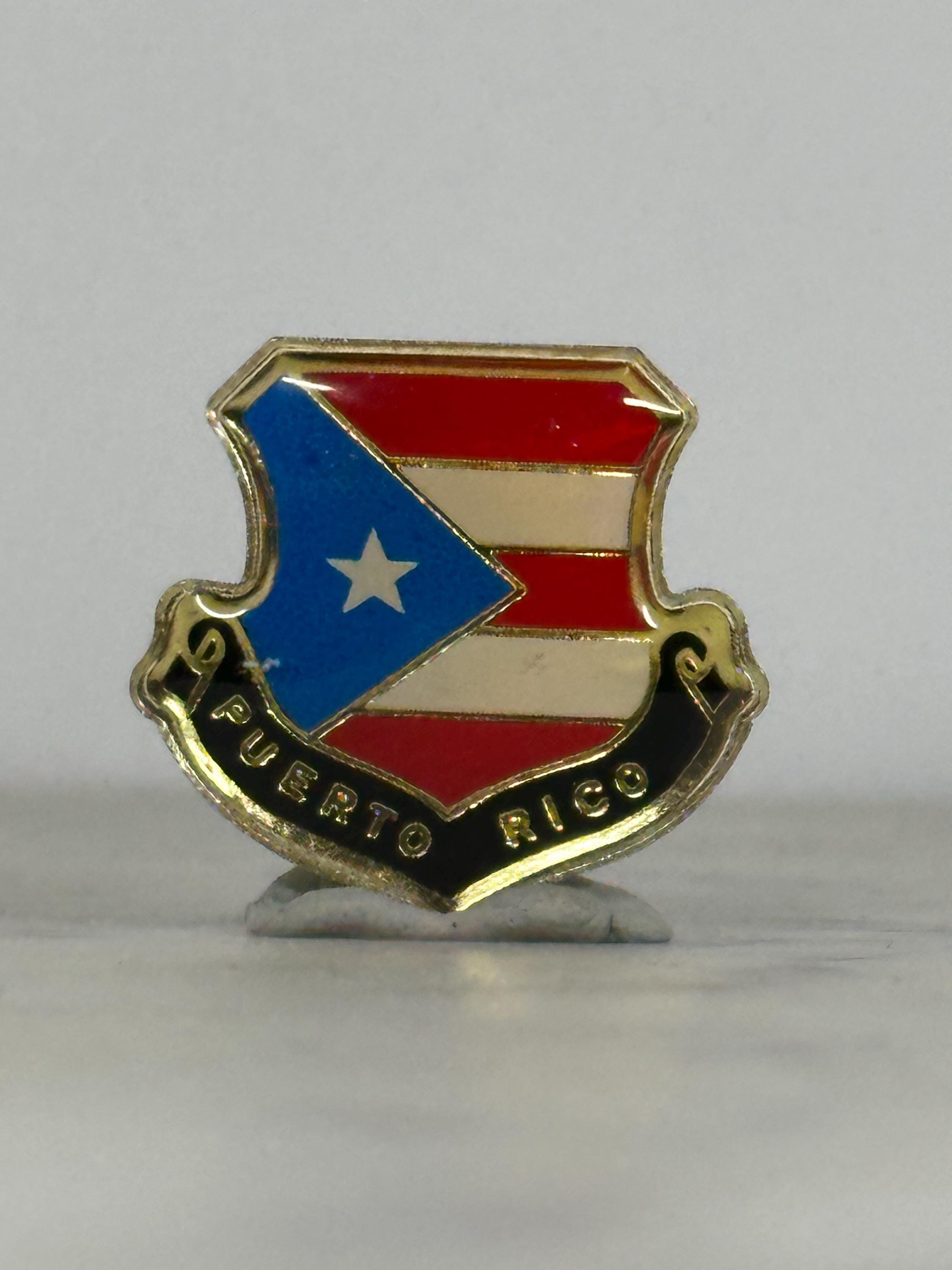 Puerto Rico Shield Pin: Red White Blue Enamel - Patriotic Accessory