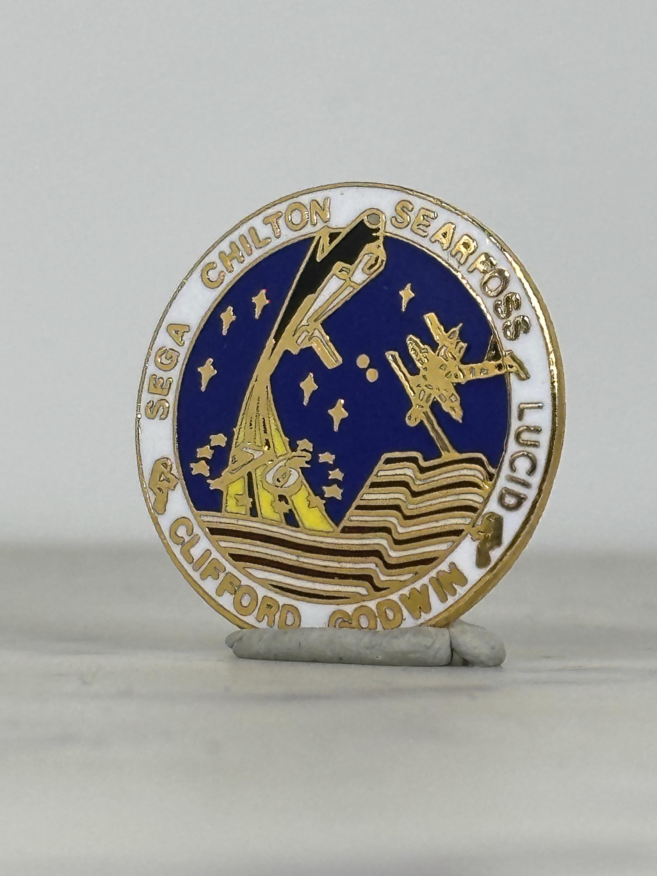 NASA STS-76 Mission Pin: Gold & Enamel Finish - Space Shuttle Accessory